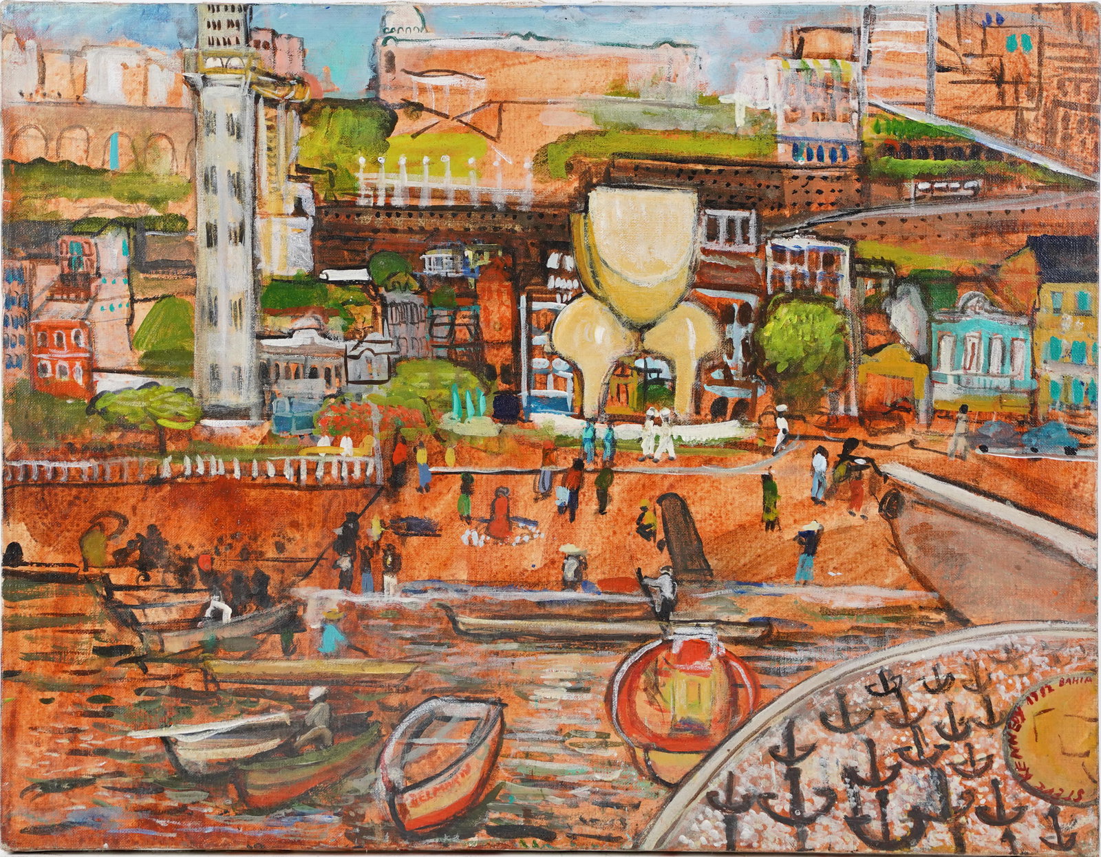 Outsider Artist Painting Harbor Scene Bahia, Brazil (1 of 8)