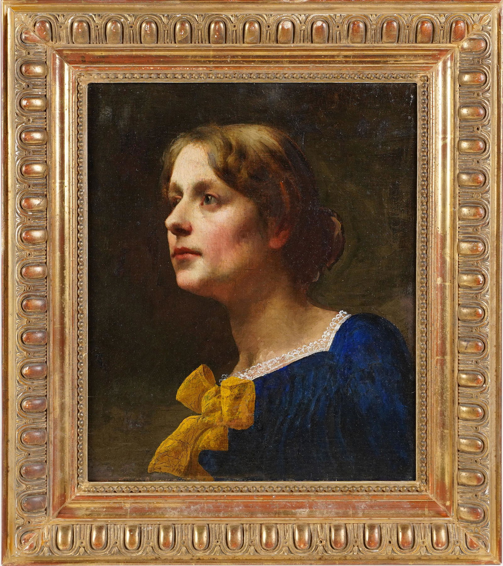 Antique American School Portrait  Painting of a Beautiful Woman (1 of 5)