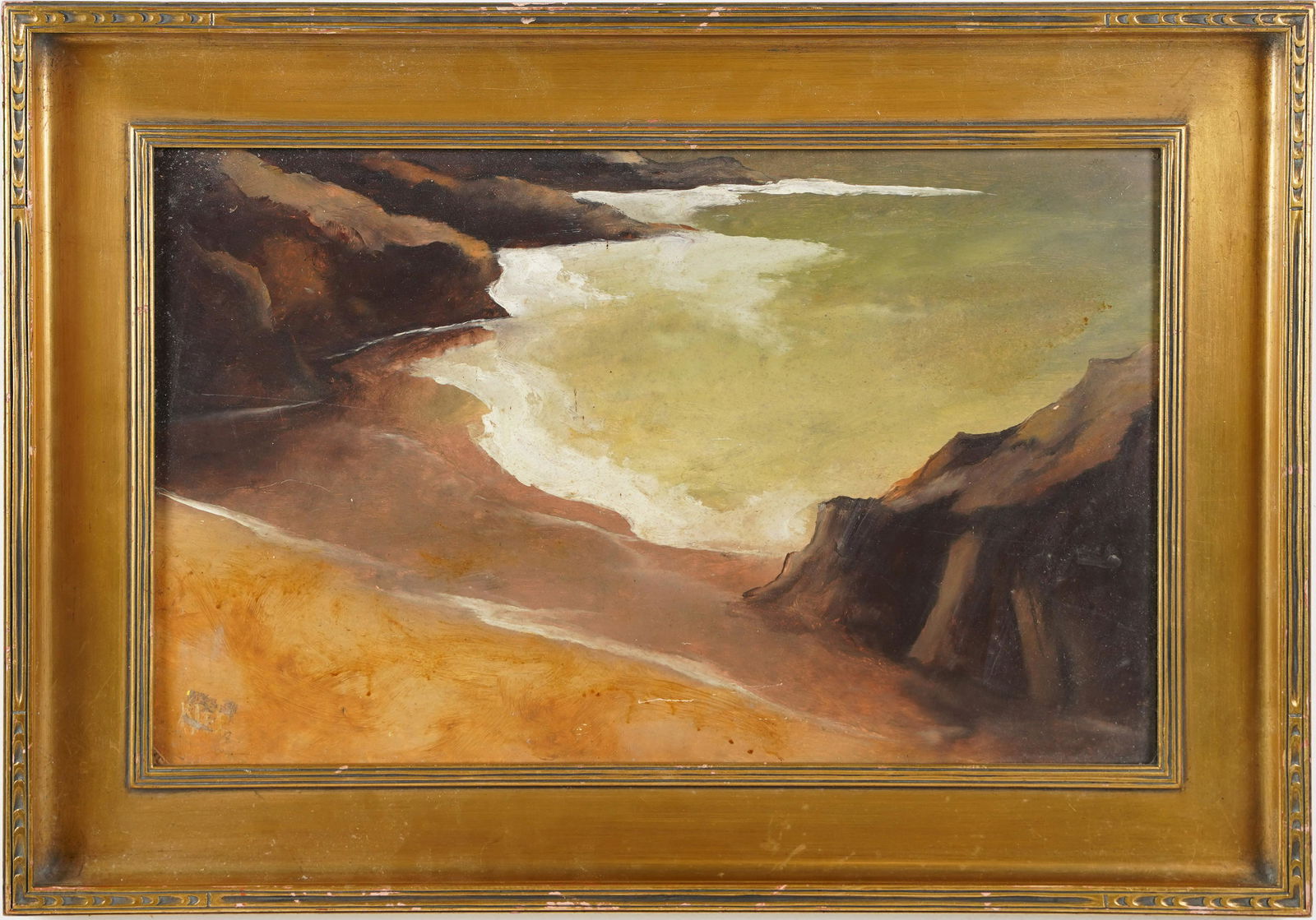 American School Modernist Landscape Arts Crafts Period Gold Frame (1 of 5)