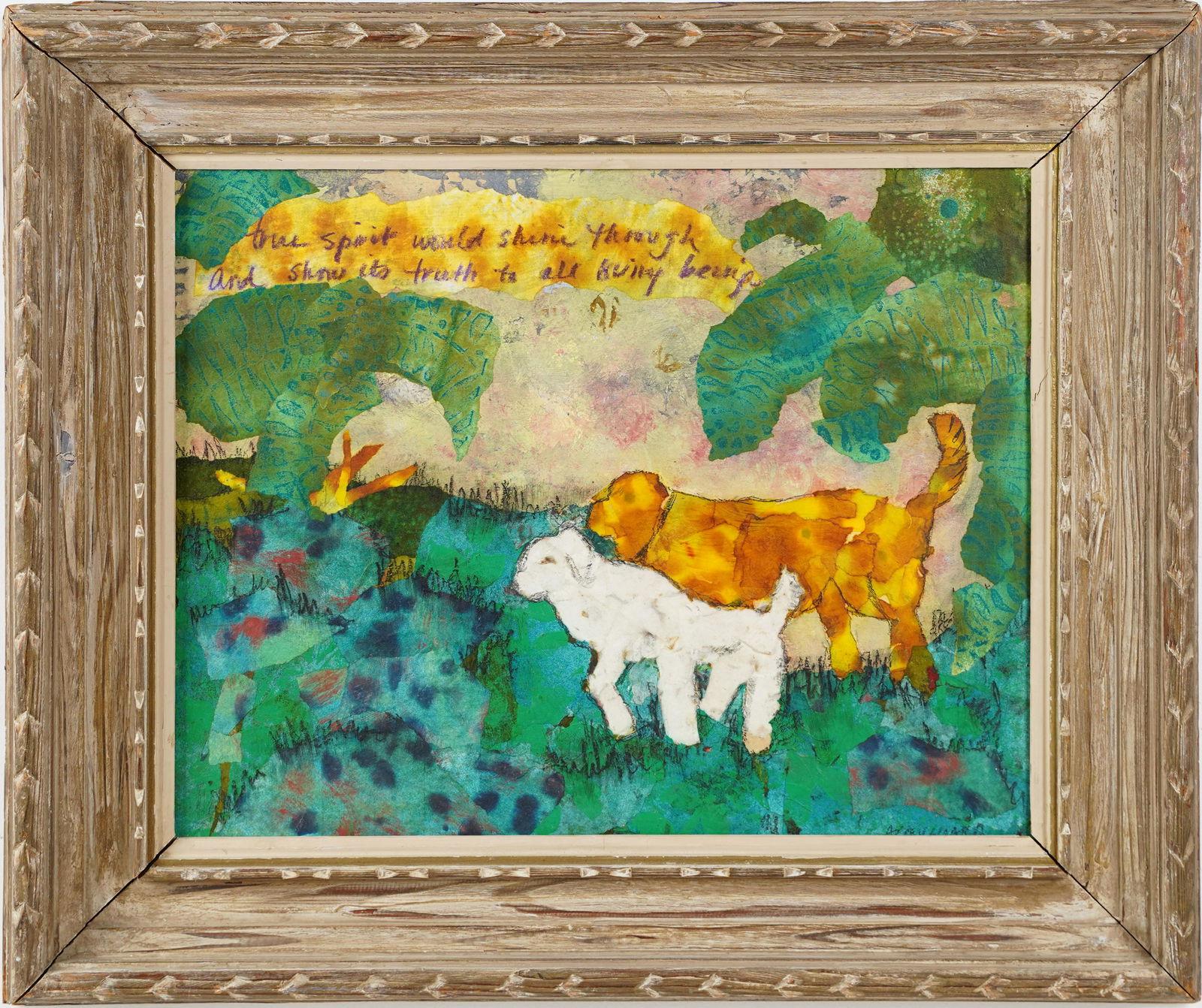 American School Modernist Abstract Landscape Dog Portrait Painting (1 of 7)