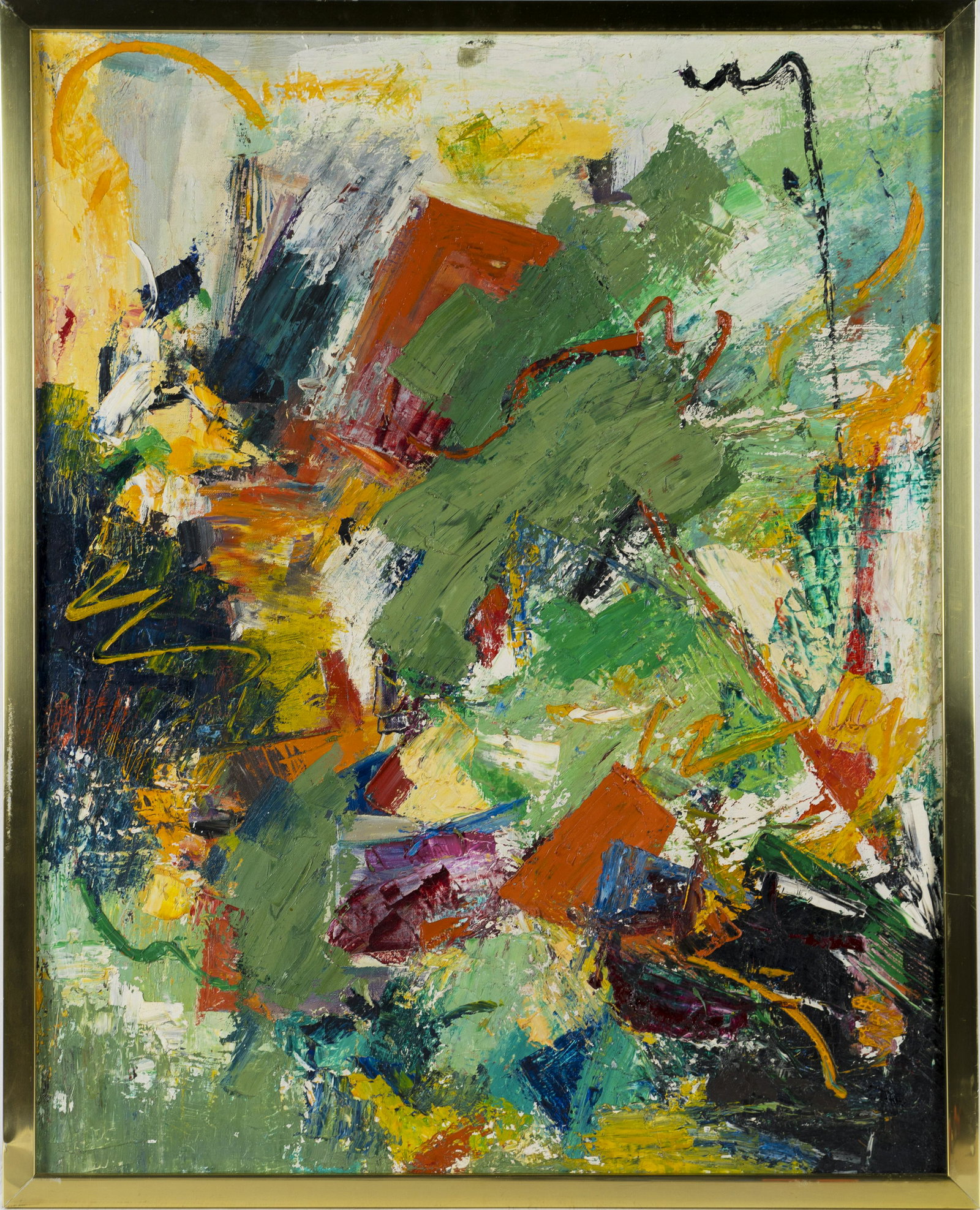 Antique American School Abstract Expressionist Period Original Painting: Very nicely painted abstract expressionist painting. Oil on canvas. Unsigned. Framed. Image size, 24L x 30H.