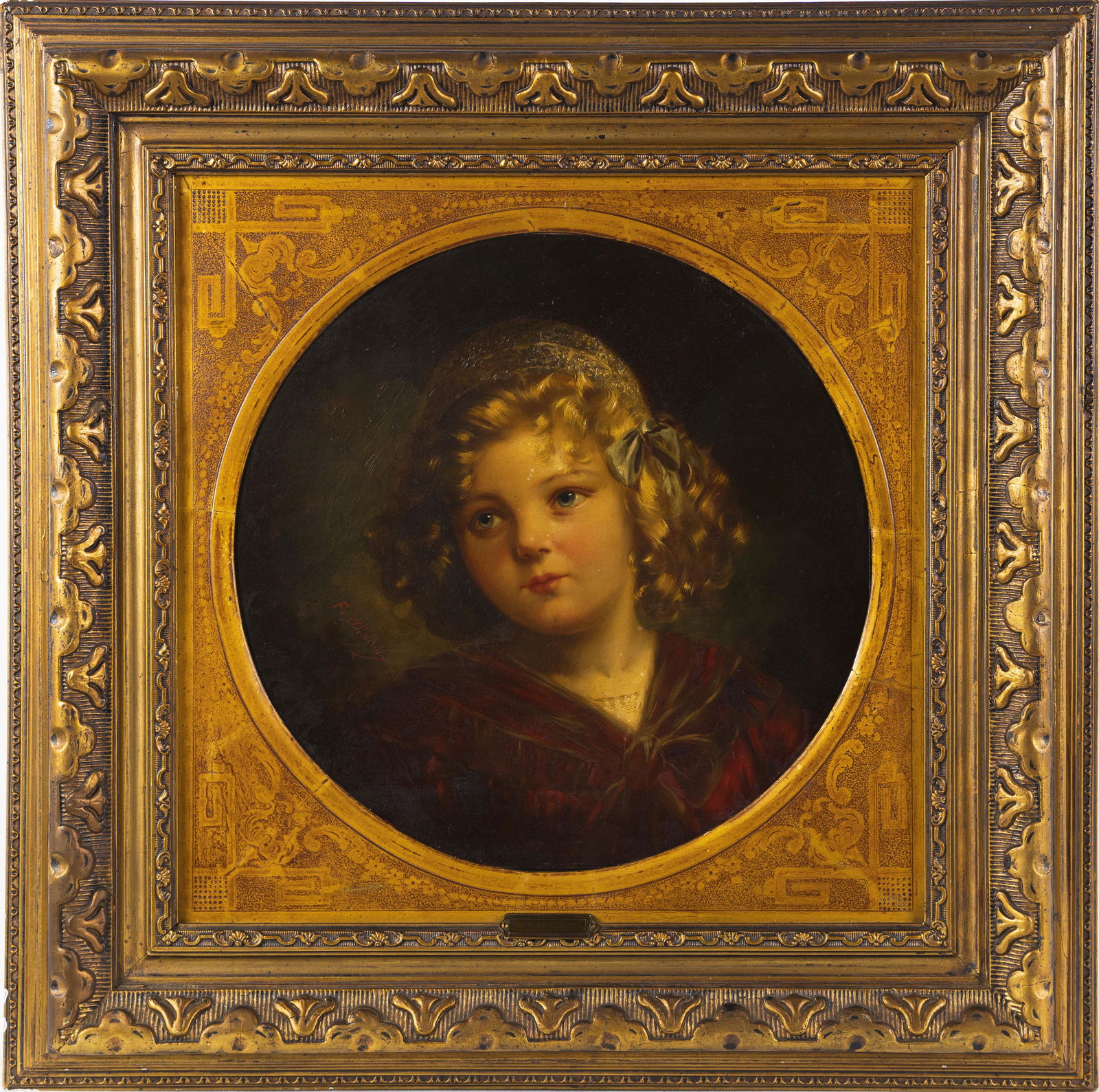 Antique European School Young Girl Portrait Signed 19th Century Oil Painting (1 of 7)