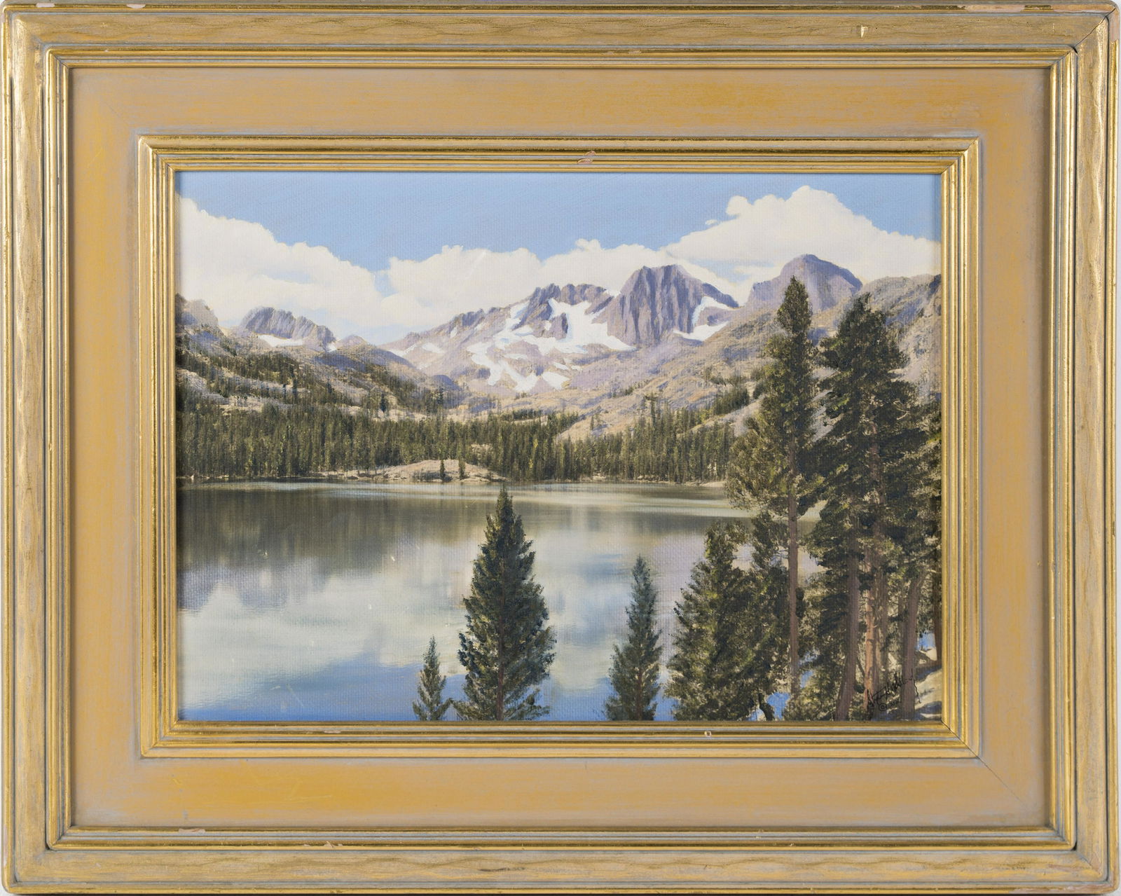 Stephen Willard Signed California Mountain Lake Landscape Oil Painting: Up for sale here is a really nice American impressionist painting of a California landscape by Stephen Willard (1894 - 1966). Oil on board. Signed. Nicely framed. Image size, 11H x 15L. ***Please note