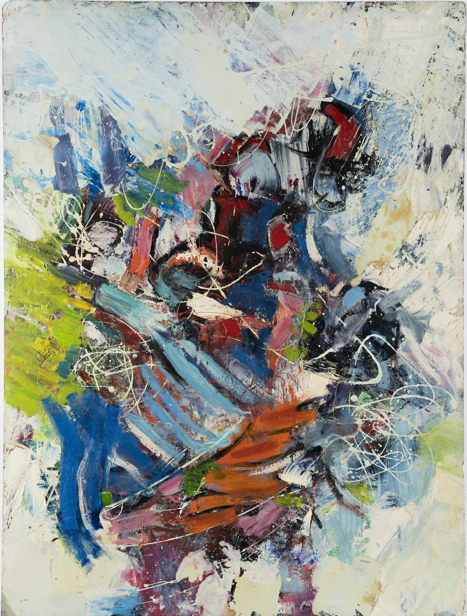 Large Signed Abstract Expressionist Original Oil Painting: Oil on board. Signed on verso. Unframed. Image size, 36L x 48H. Please message for a shipping quote! ***Please note!! In house shipping prices are attached!! You are welcome to pick up in house for fr