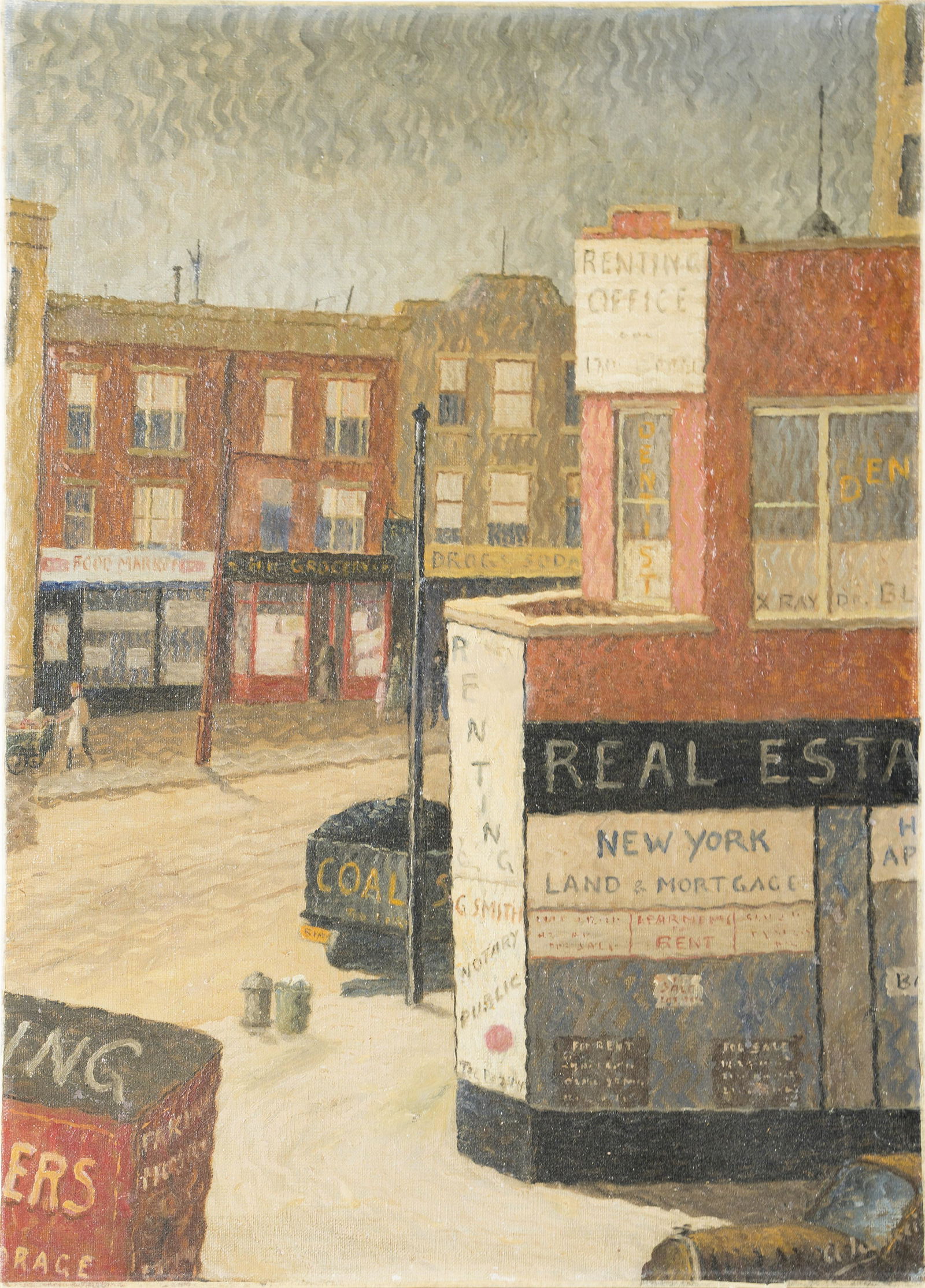 New York City Brooklyn Street Scene Modernist Ashcan Oil Painting Signed (1 of 5)