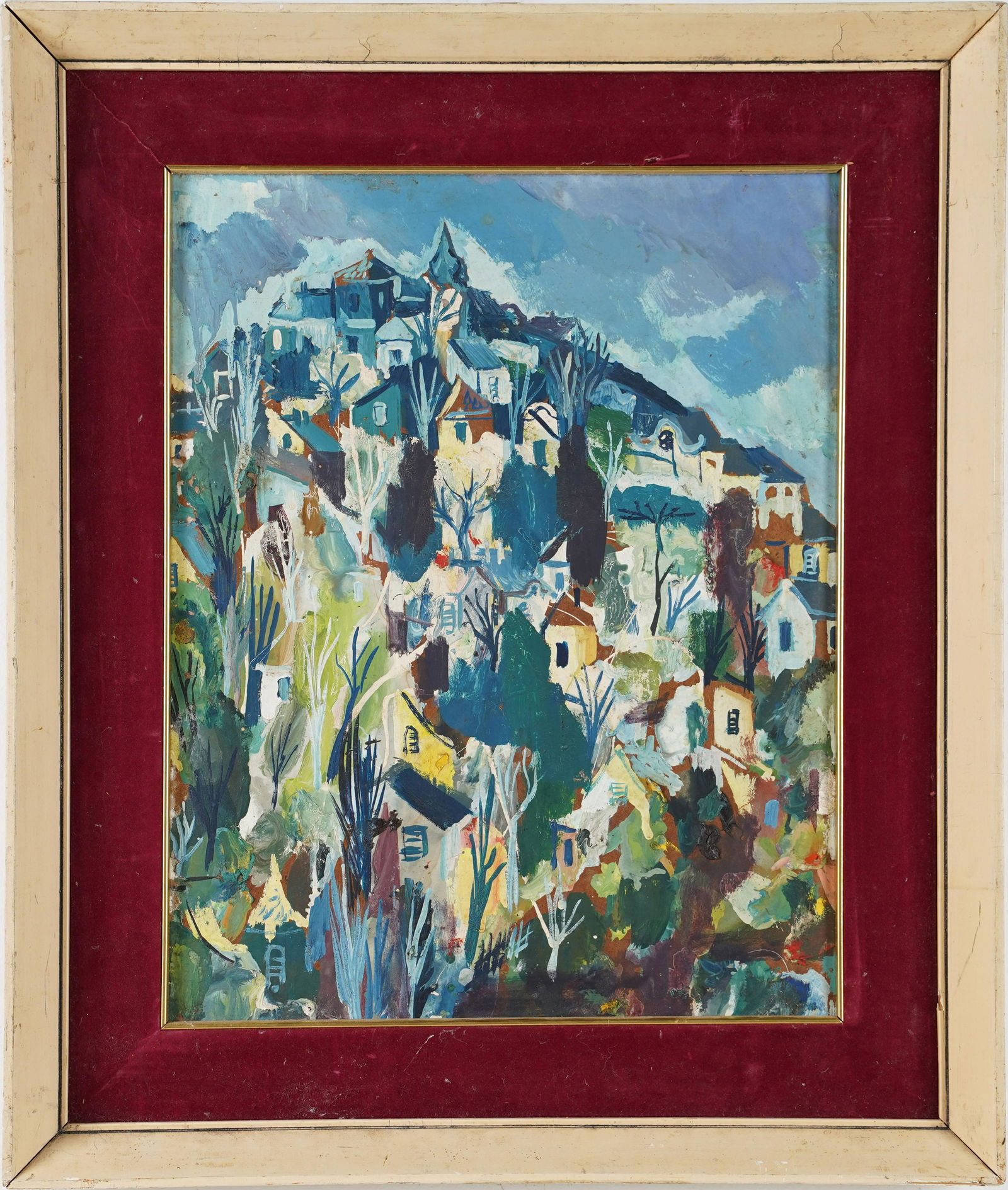 Vintage American Modernist Signed Cityscape Abstract Oil Painting (1 of 6)