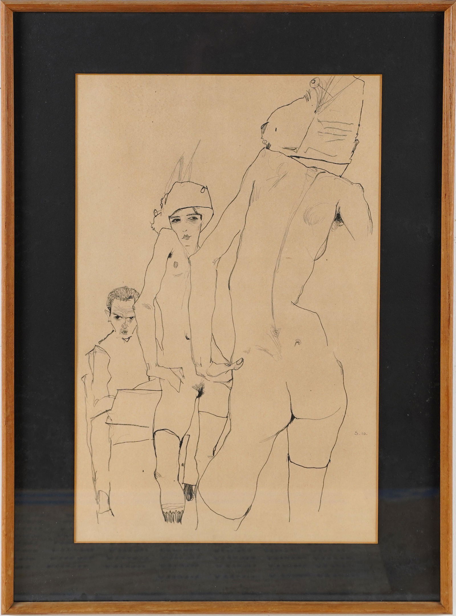 Egon Schiele Vintage Original Erotic Nude Print: Vintage print by Egon Schiele. Image size, 12L x 18H.
