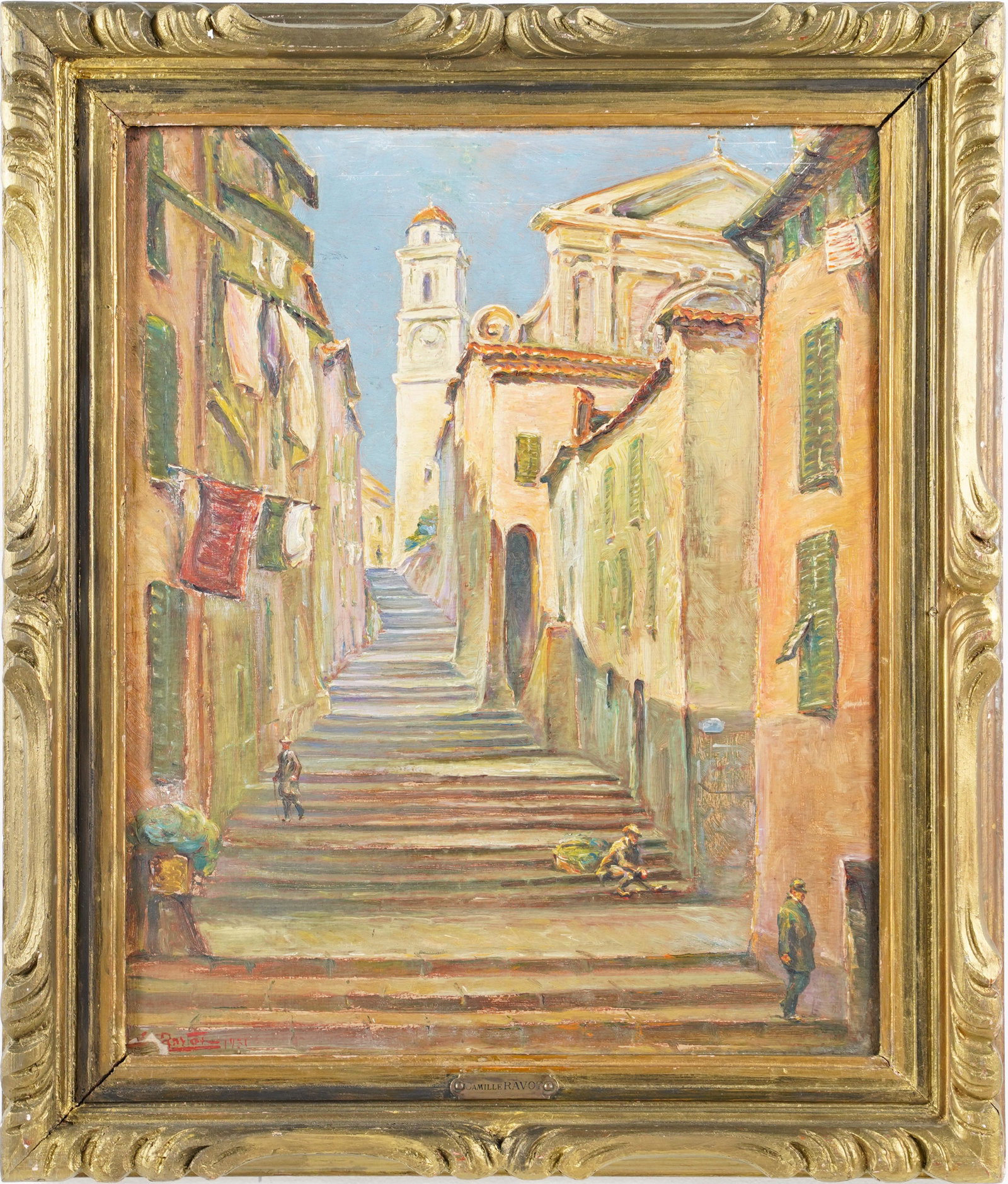 Camille Ravot Signed Framed Italian Impressionist Cityscape Original Oil Painting: Oil on panel. Signed. Framed. Image size, 16H x 13L