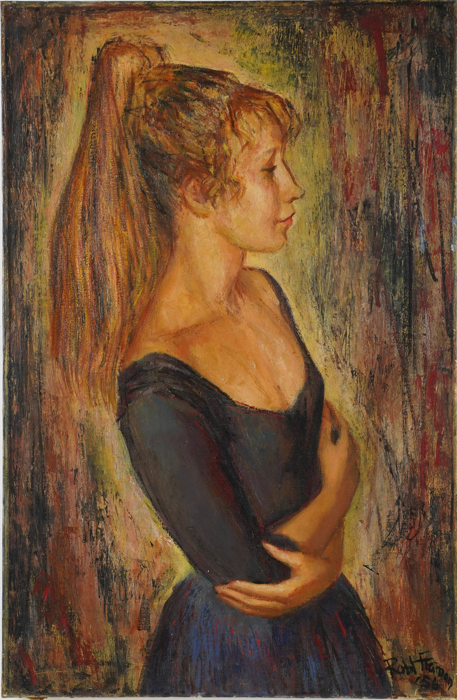 RobErt Freiman Impressionist Mid-century Portrait of Young Dancer: AMERICAN, 1917-1991Robert Freiman, deaf from birth, was born in March 1917 in New York City. He attended an oral program near his home and later transferred to the Lexington School for the Deaf when h