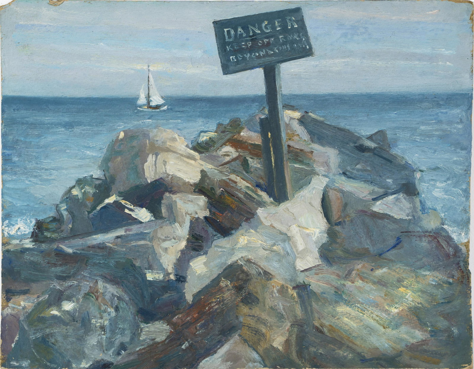 Antique Impressionist Coastal Seascape Original New England Nautical Oil Painting: Oil on board. Signed and dated on verso. Unframed. Image size, 13H x 16L