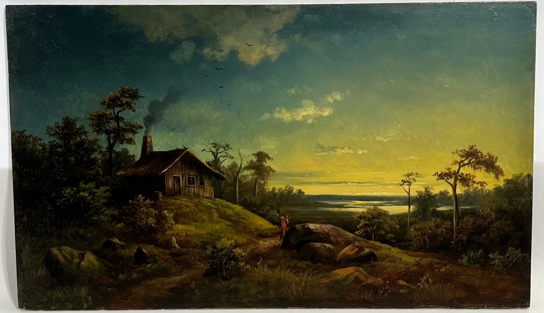 Tennessee Landscape Signed 19th Century Sunset Landscape Oil Painting (1 of 6)