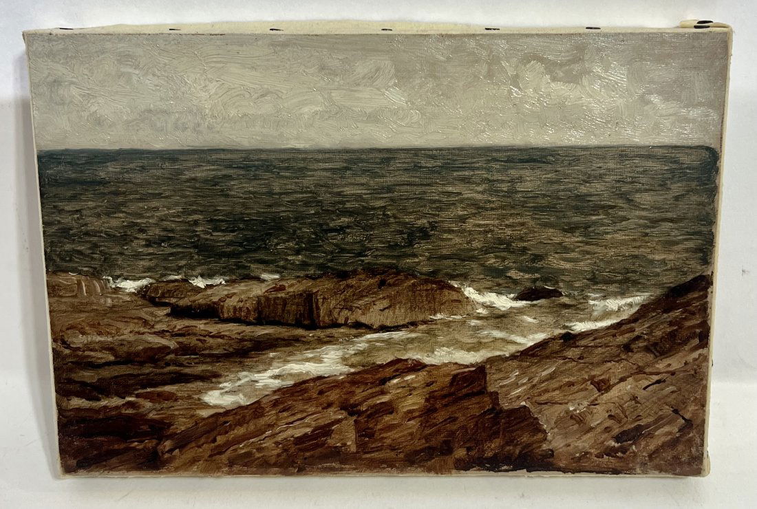 Antique Hudson River School Seascape Rare 19th Century Coastal Oil Painting (1 of 6)