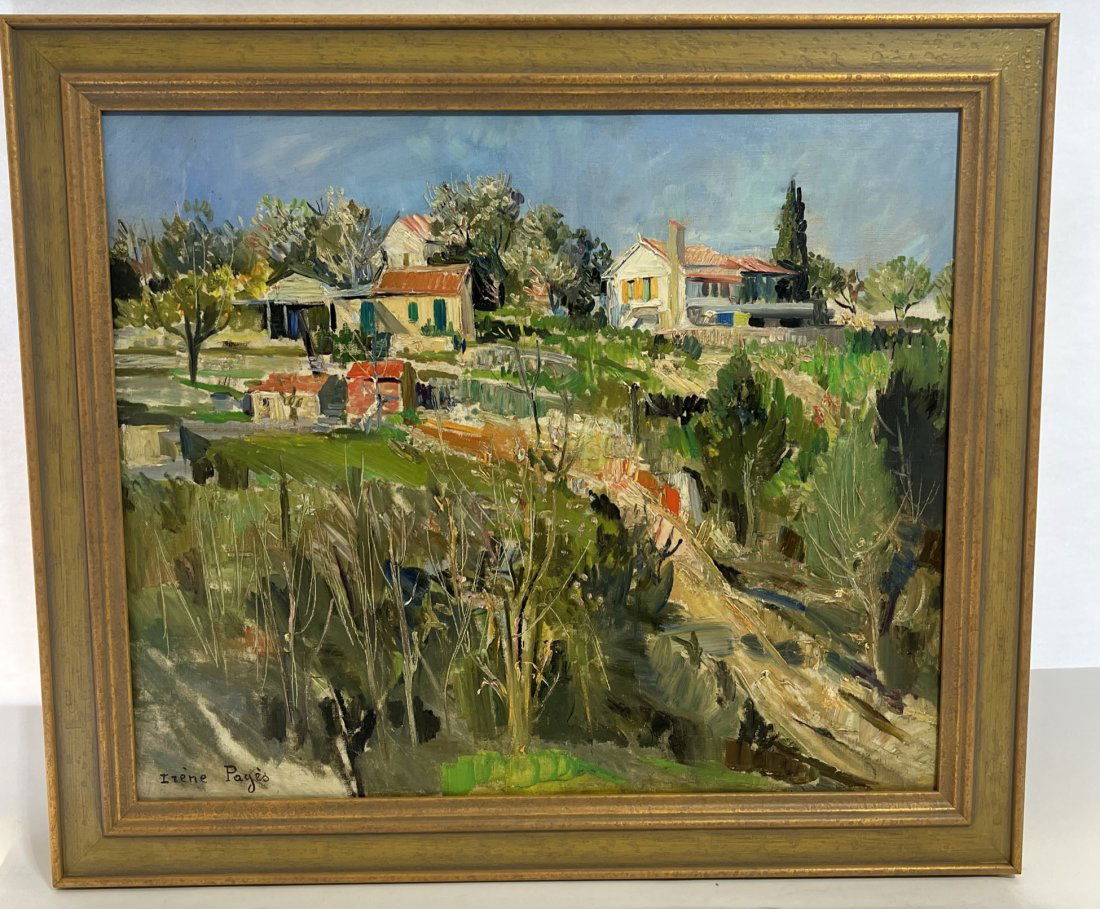 Irene Pages Antique French Impressionist Signed Landscape Framed Oil Painting (1 of 6)
