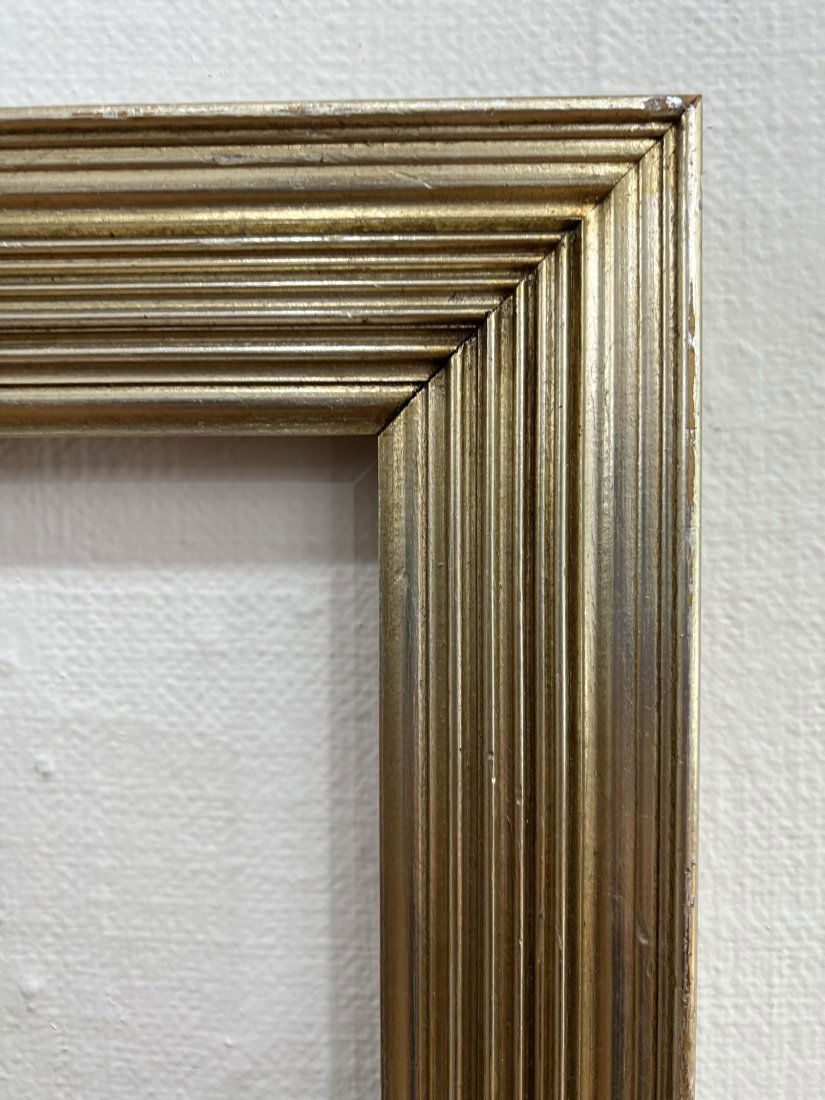Antique Art Deco Silver Leaf Step Molding Modernist Oil Painting Frame 22 x 26 Open (1 of 6)