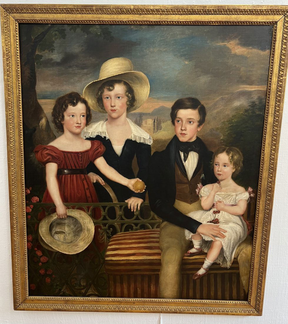 Major Important Early 1800's Huge American Family Portrait Masterpiece Oil Painting (1 of 9)