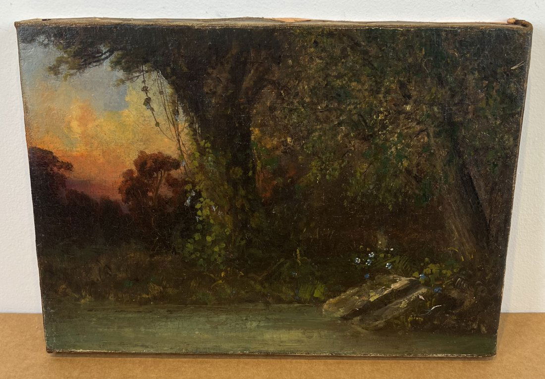 Antique Important 19th Century Hudson River School Sunset Landscape Oil Painting (1 of 5)