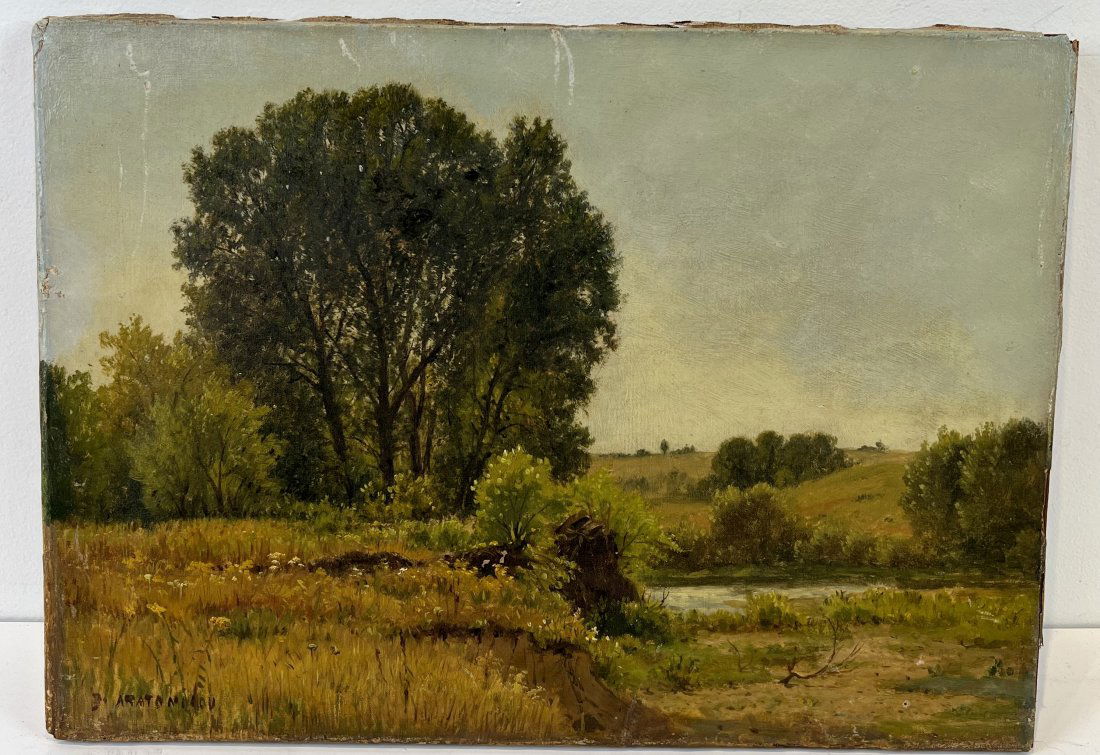 19th Century Russian Mystery Signed Rare Museum Quality Landscape Oil Painting (1 of 6)