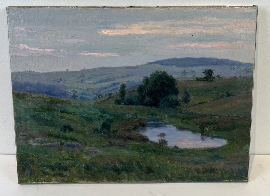 Antique American Tranquil Landscape Impressionist Original Oil Painting (1 of 8)