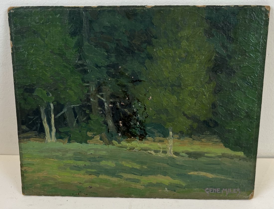 Antique American Impressionist Forest Landscape Signed Oil Painting (1 of 5)
