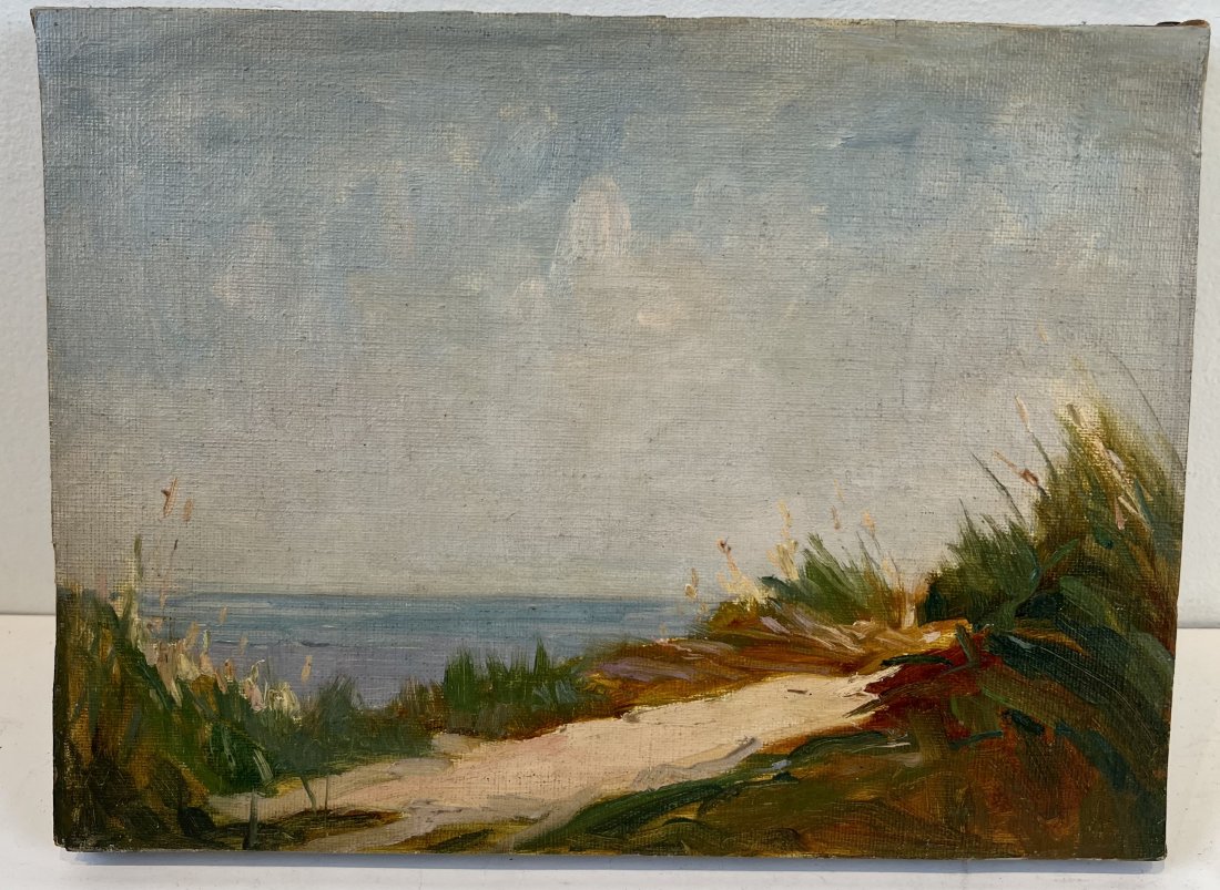 Antique American Impressionist Hamptons Long Island Intimate Beach Sketch Oil Painting: Antique American oil painting. Oil on canvas. Image size,