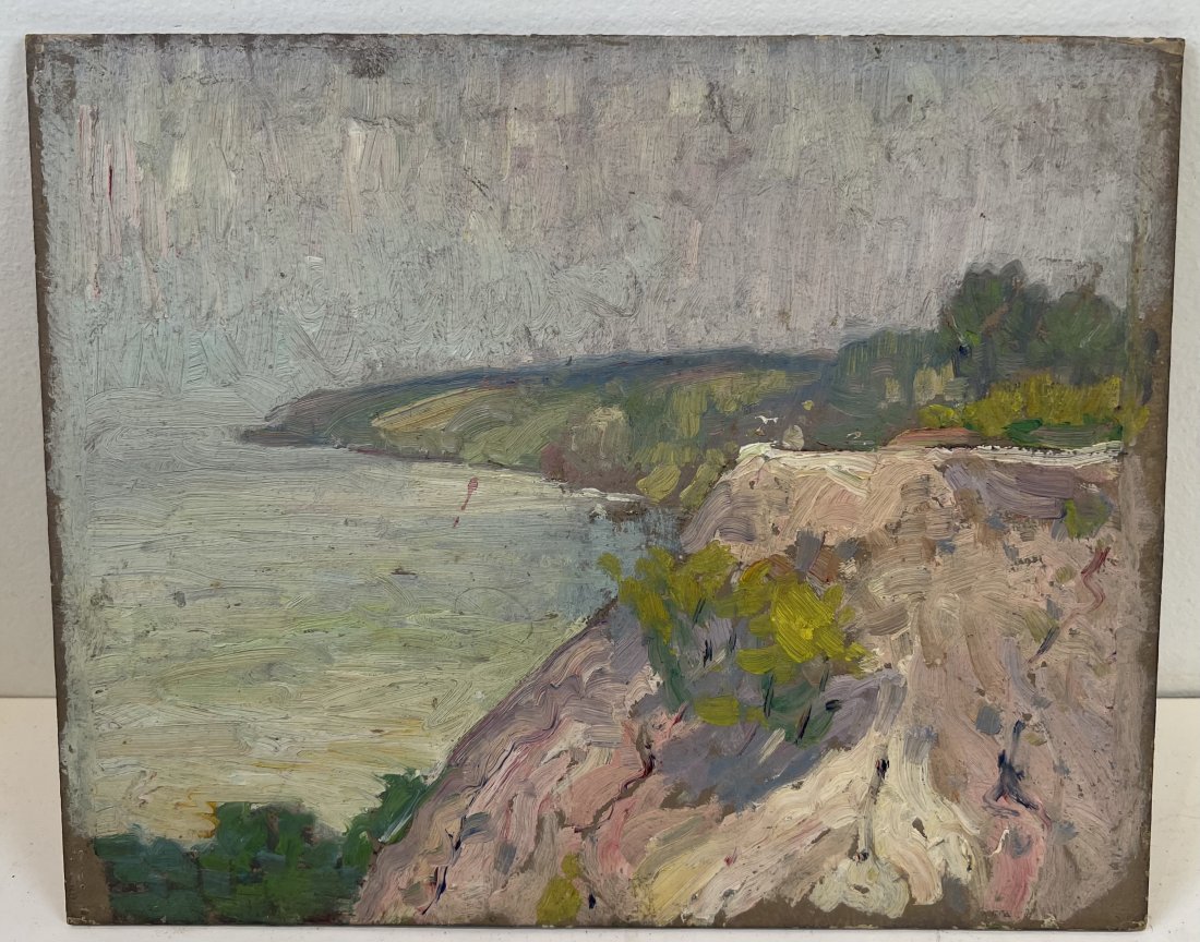 Antique American Impressionist Thick Impasto Landscape Plein Aire Oil Painting: Antique American impressionist oil painting. Oil on board. Image size, 9 by 11.