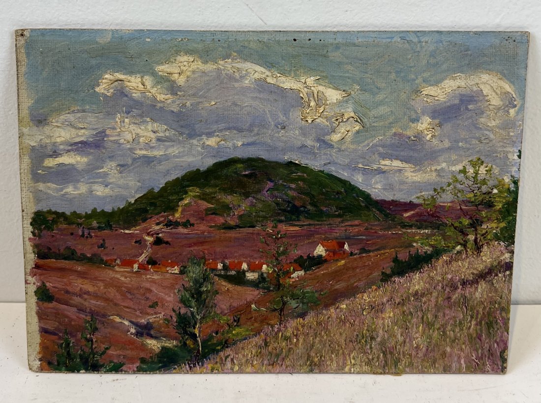 Antique French Country Impressionist Original Thick Impasto Panoramic Oil Painting: Antique French oil painting. Oil on board. Image size, 6 by 9.