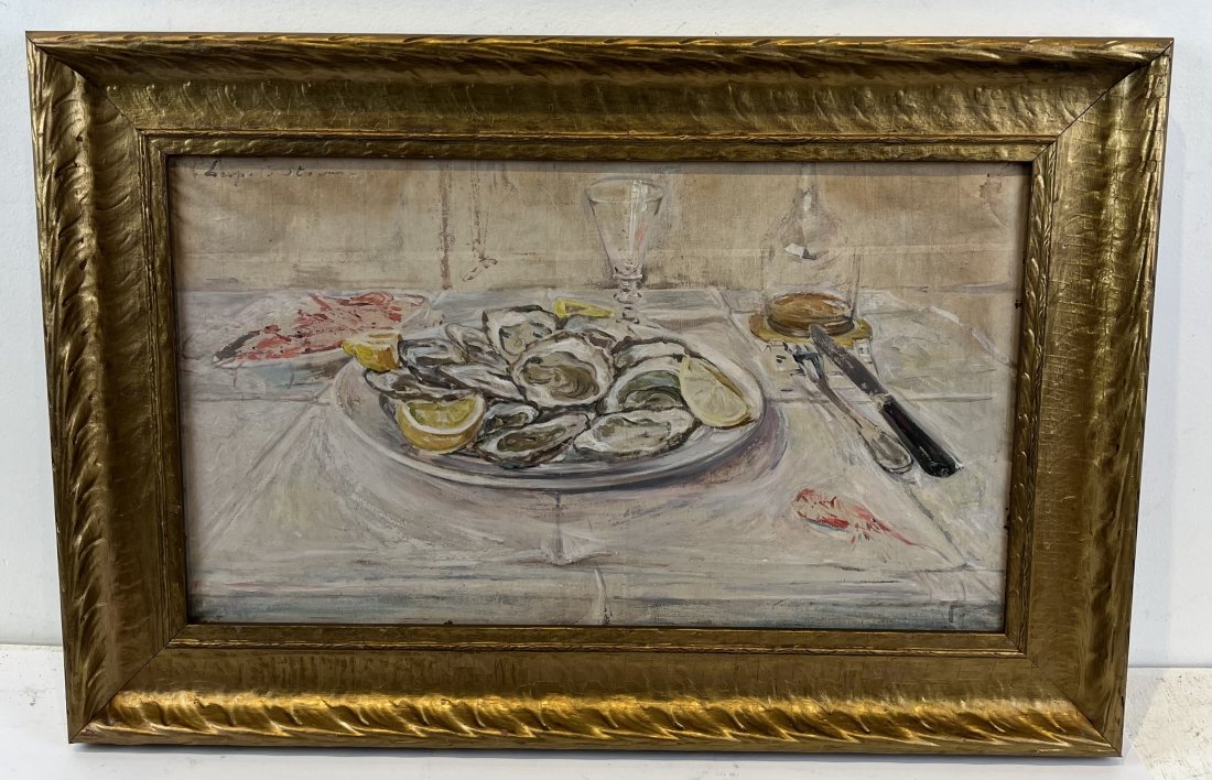 Antique French Impressionist Oyster Still Life Signed Framed Oil Painting: Antique French oil painting. Oil on canvas. Framed. Signed. Image size, 13 by 22.
