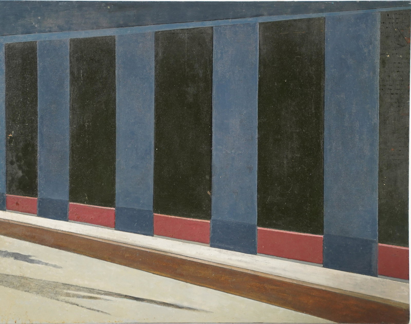 Elaine Wesley (1923-2007) Modernist Abstract Street View Rare Woman Artist Oil Painting (1 of 4)