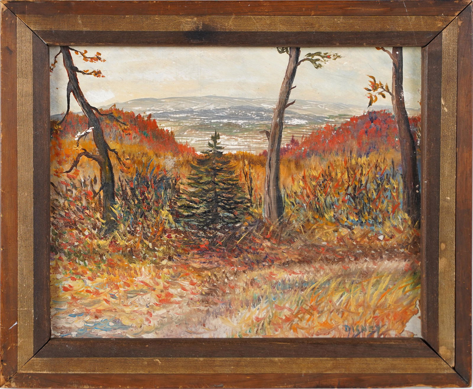 Signed Disney Vintage American Impressionist Fall Landscape Oil Painting (1 of 6)