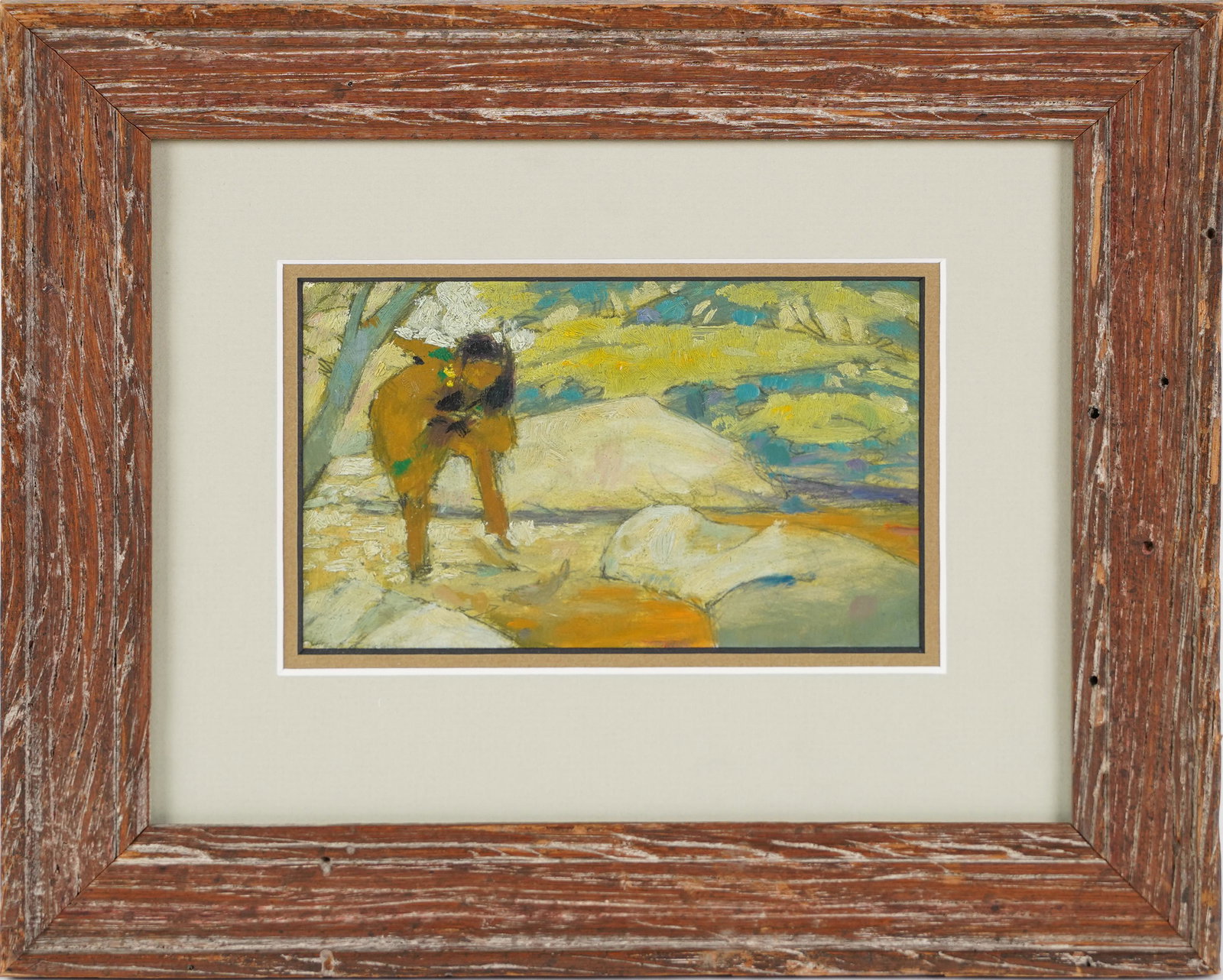 Antique American School Western Taos Native American Plein Aire Sketch Oil Painting (1 of 5)