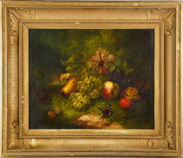 William Mason Brown (1828-1898) Antique American Masterpiece Still Life Butterfly Oil Painting: Incredible 19th century still life painting by William Mason Brown (1828-1898). Oil on canvas. Framed. Signed. Image Size: 16 x 20. Overall Size: 24 x 28