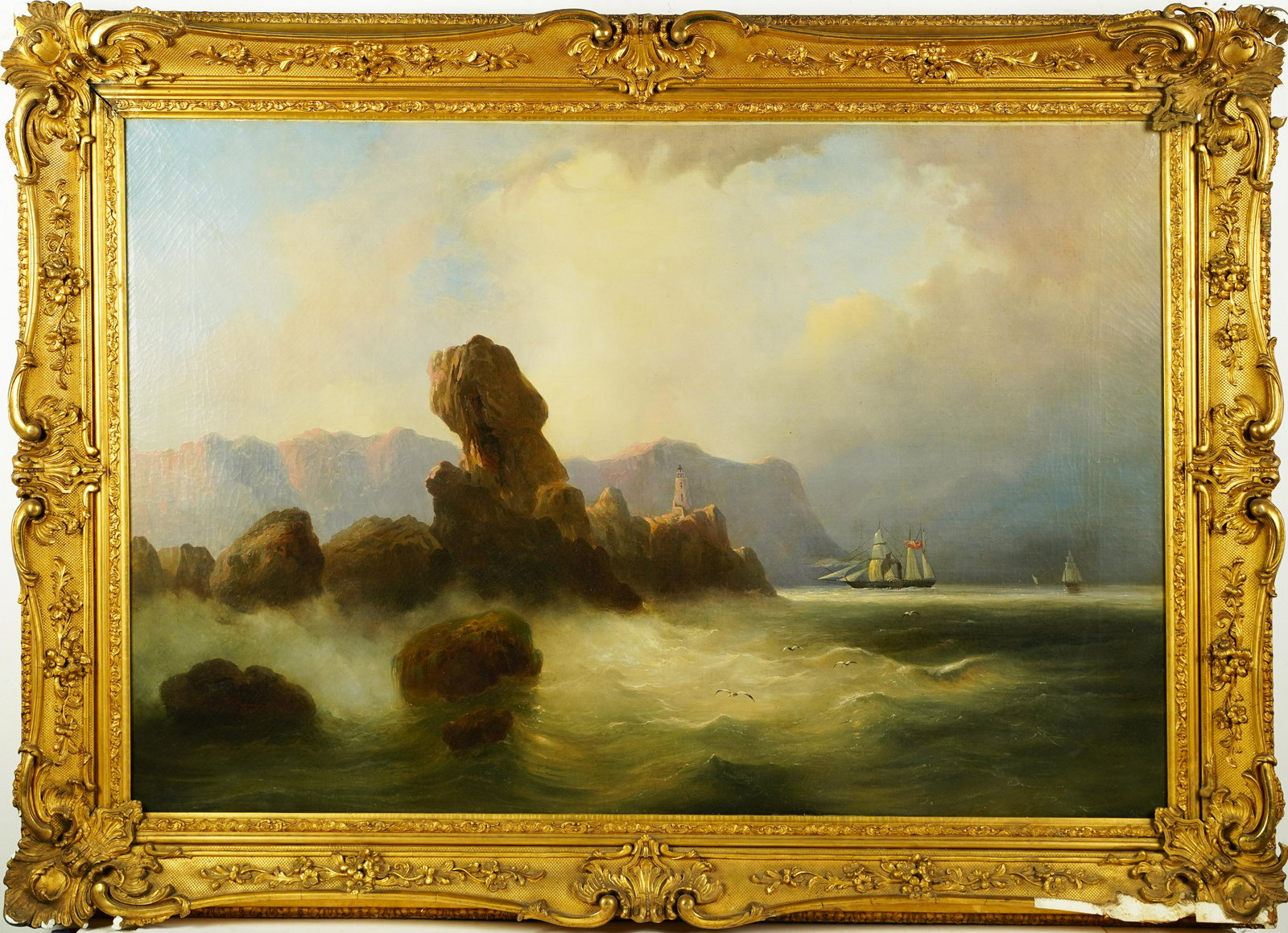 Museum Size American School 19th Century Seascape Sailing Ships Oil Painting (1 of 7)