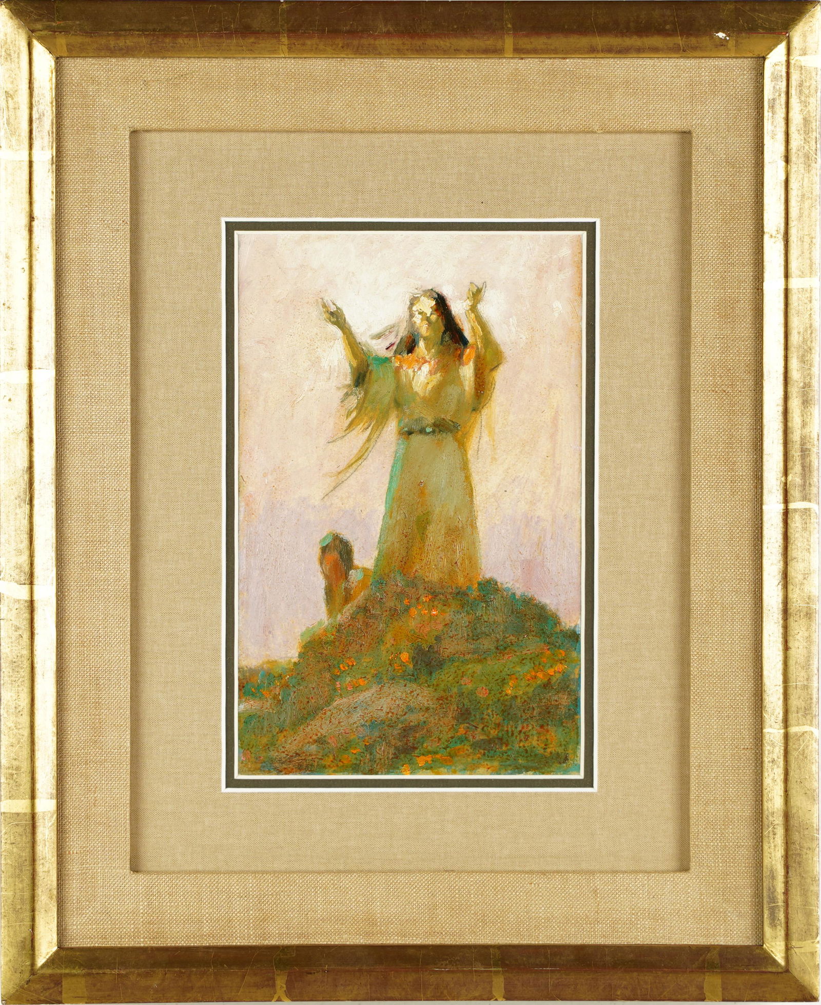 Signed American Impressionist Listed Western Native American Taos Oil Painting (1 of 4)