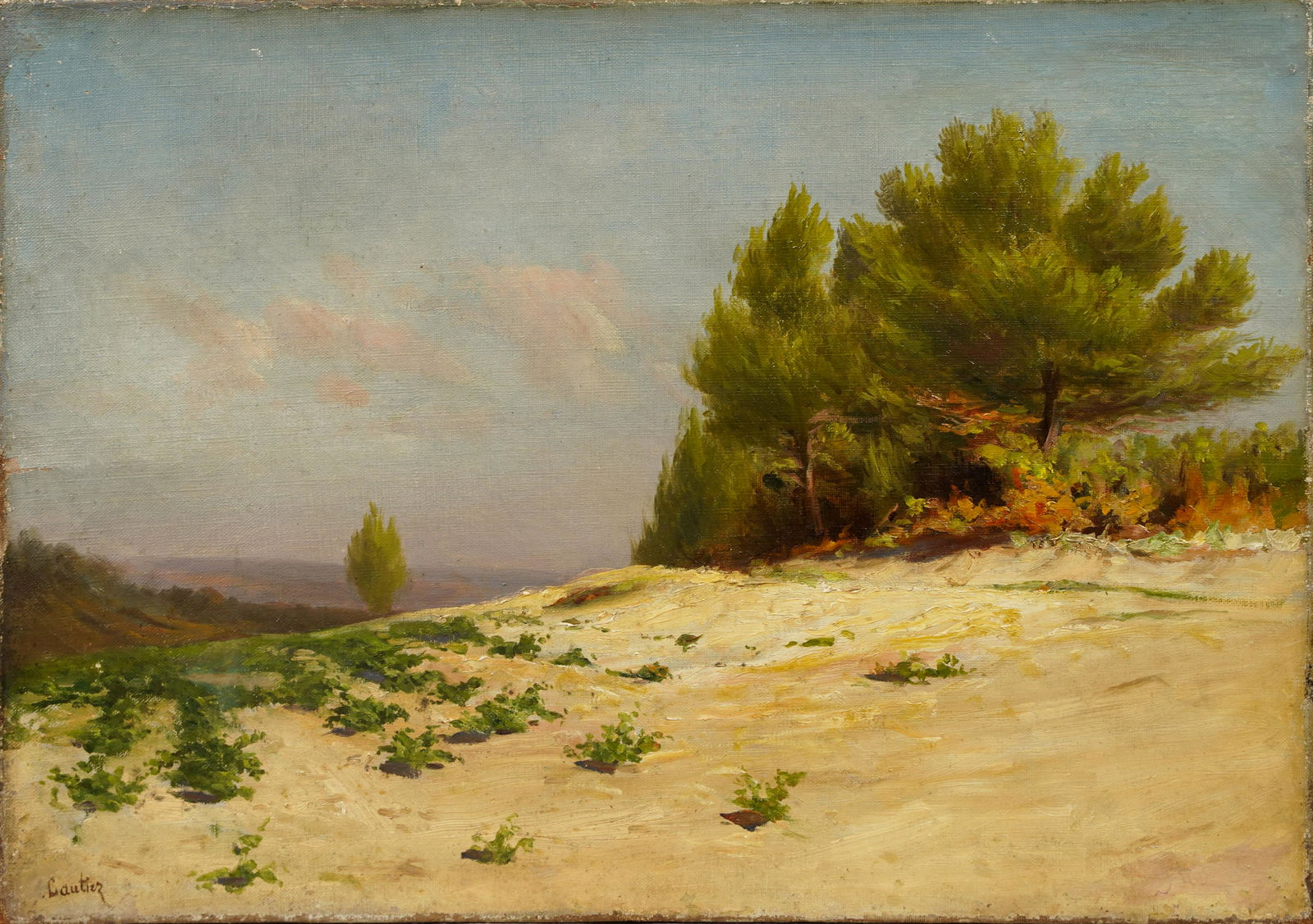 Antique 19th Century California Sandy Desert Mountain Valley Landscape Oil Painting (1 of 6)