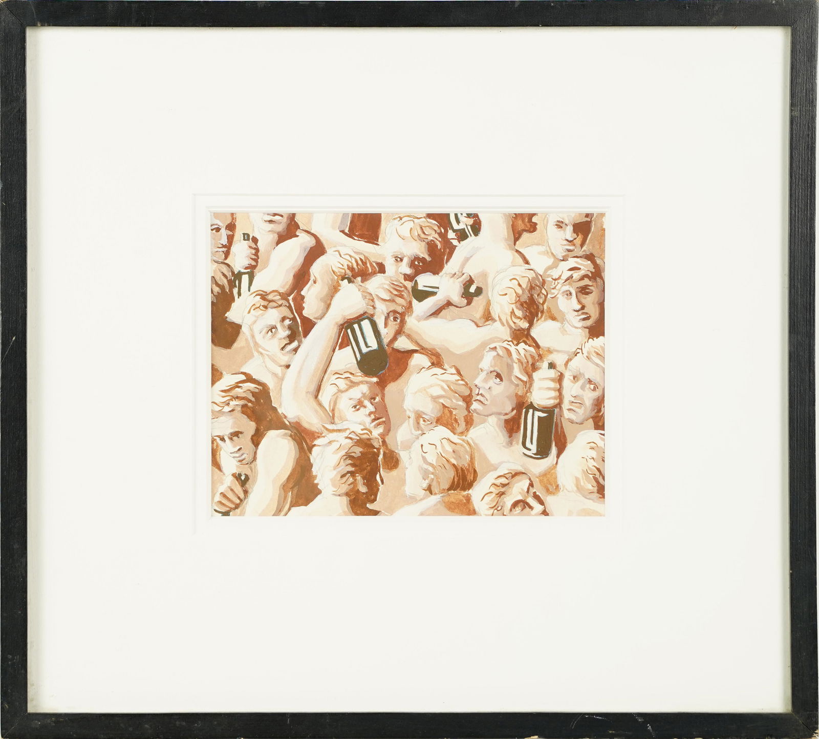 Vintage Mid Century Modern Beer Drinking Crowd Original Painting (1 of 4)