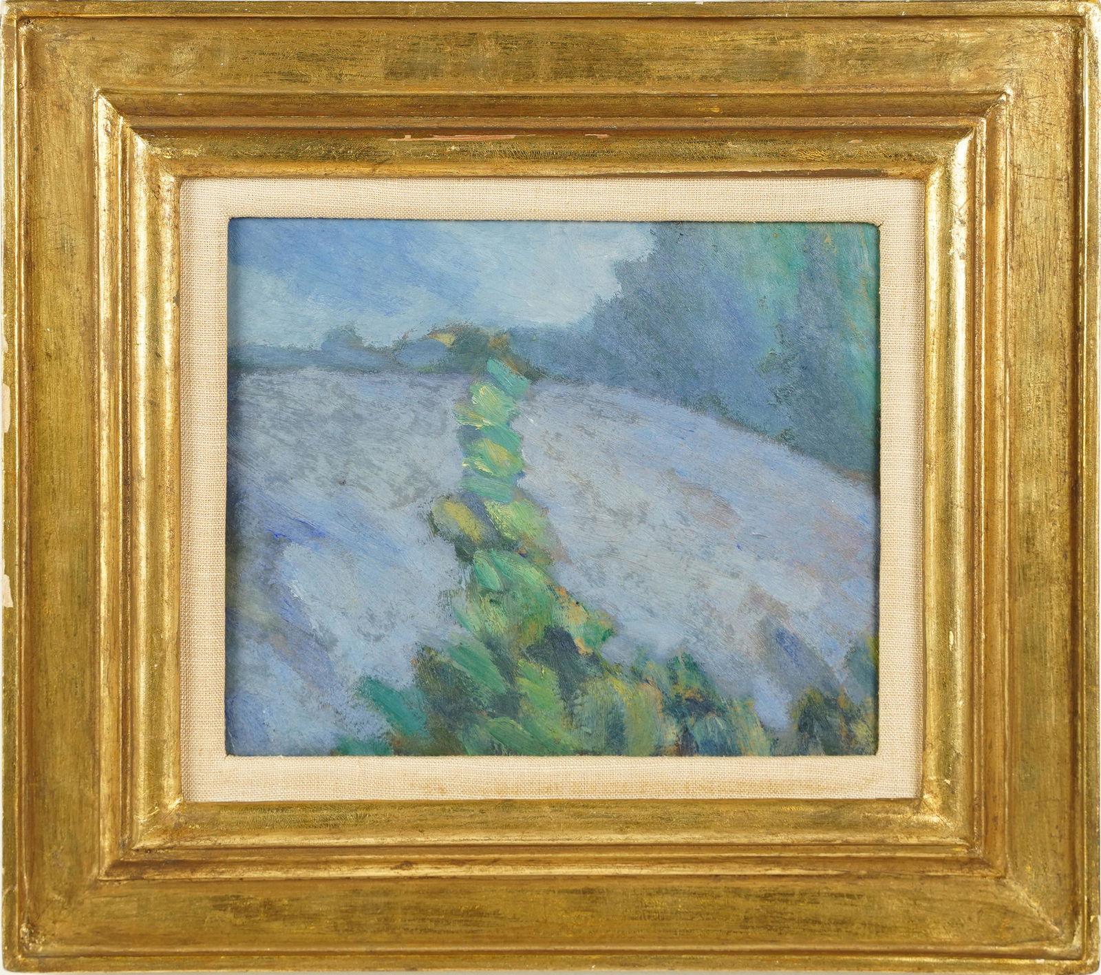 Antique American Modernist Abstract Landscape Wide Gold Frame Oil Painting (1 of 4)