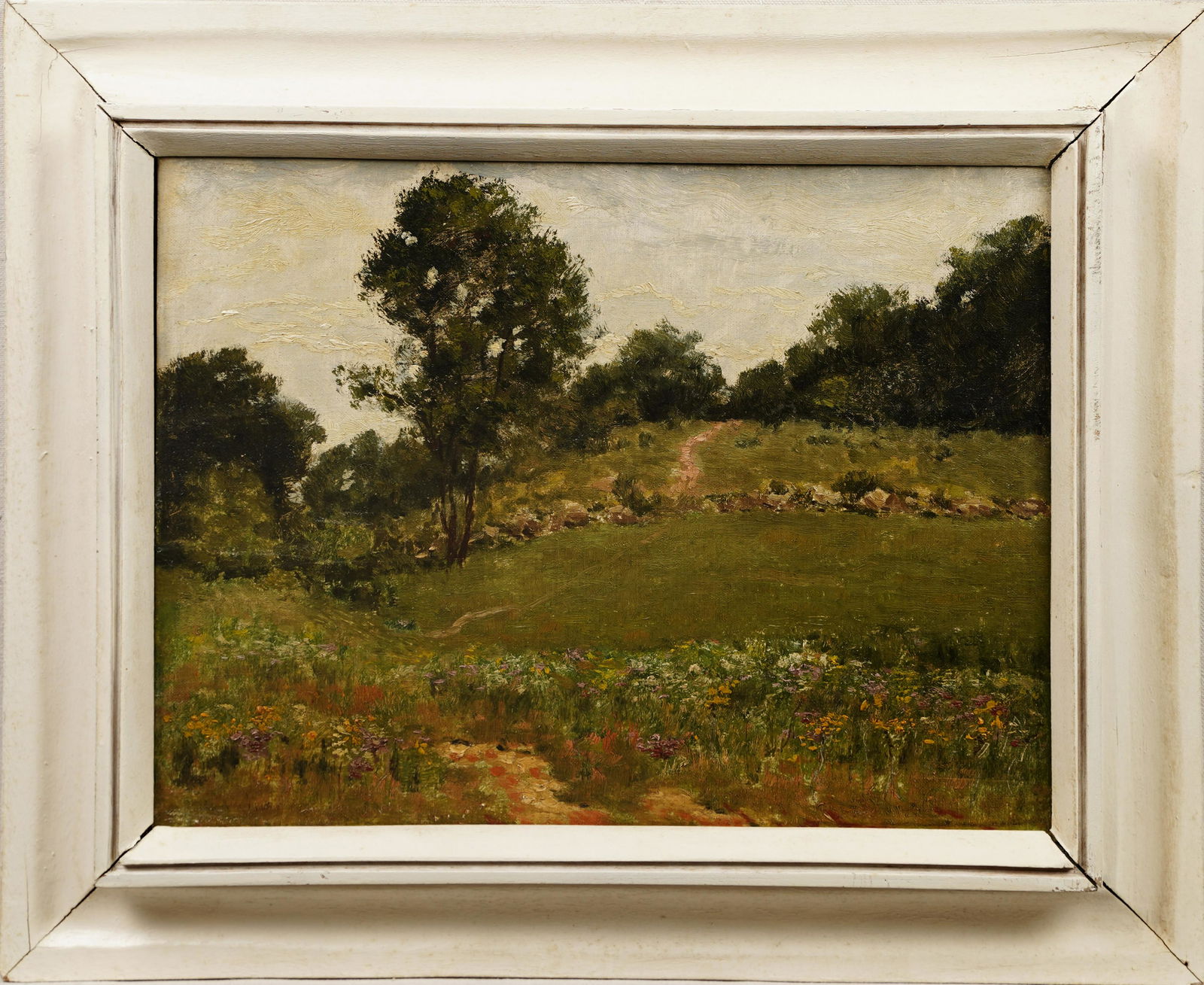 19th Century Boston School Cape Cod Wild Flower Landscape Framed Oil Painting (1 of 6)