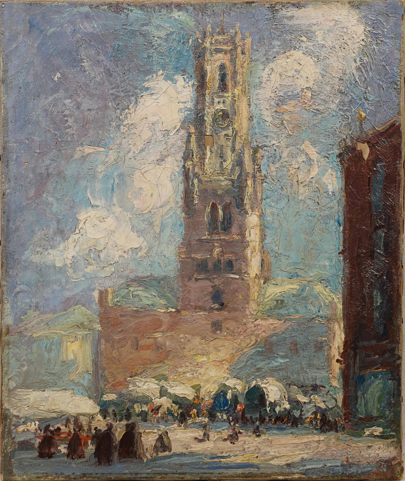 Antique French Impressionist Thick Impasto 19th Century Museum Quality Oil Painting: Oil on canvas. Image size, 17H x 14L.