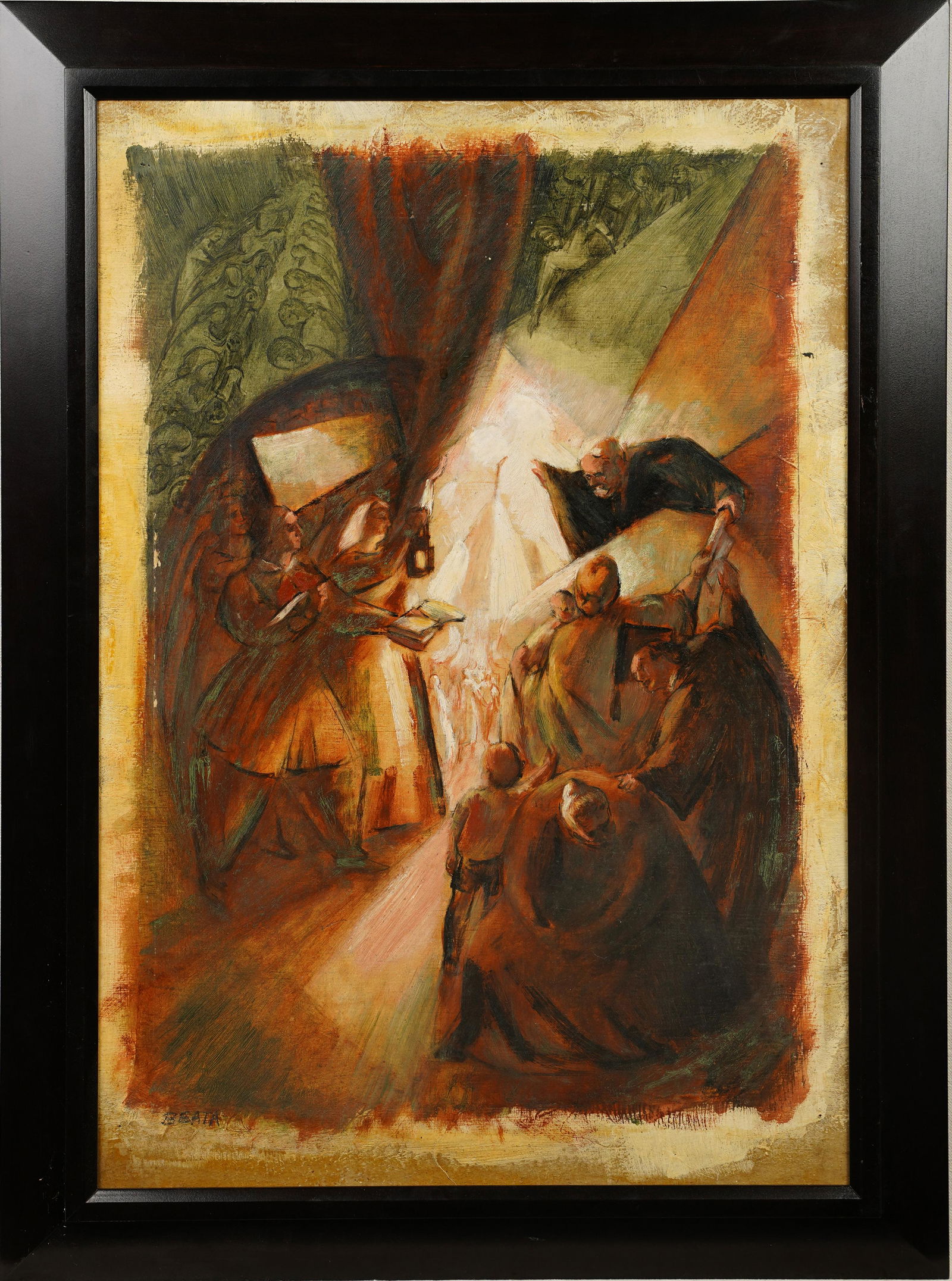 Beata Beach Signed WPA Mural Study Original Oil Painting (1 of 6)