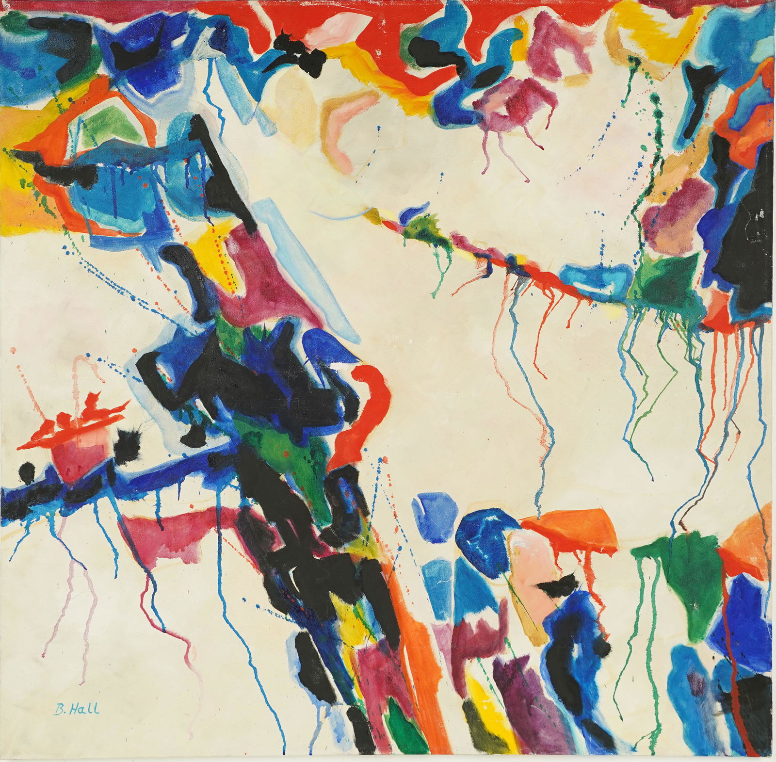 Signed Large Abstract Expressionist Mid Century Modern Original 1960s Oil Painting (1 of 5)