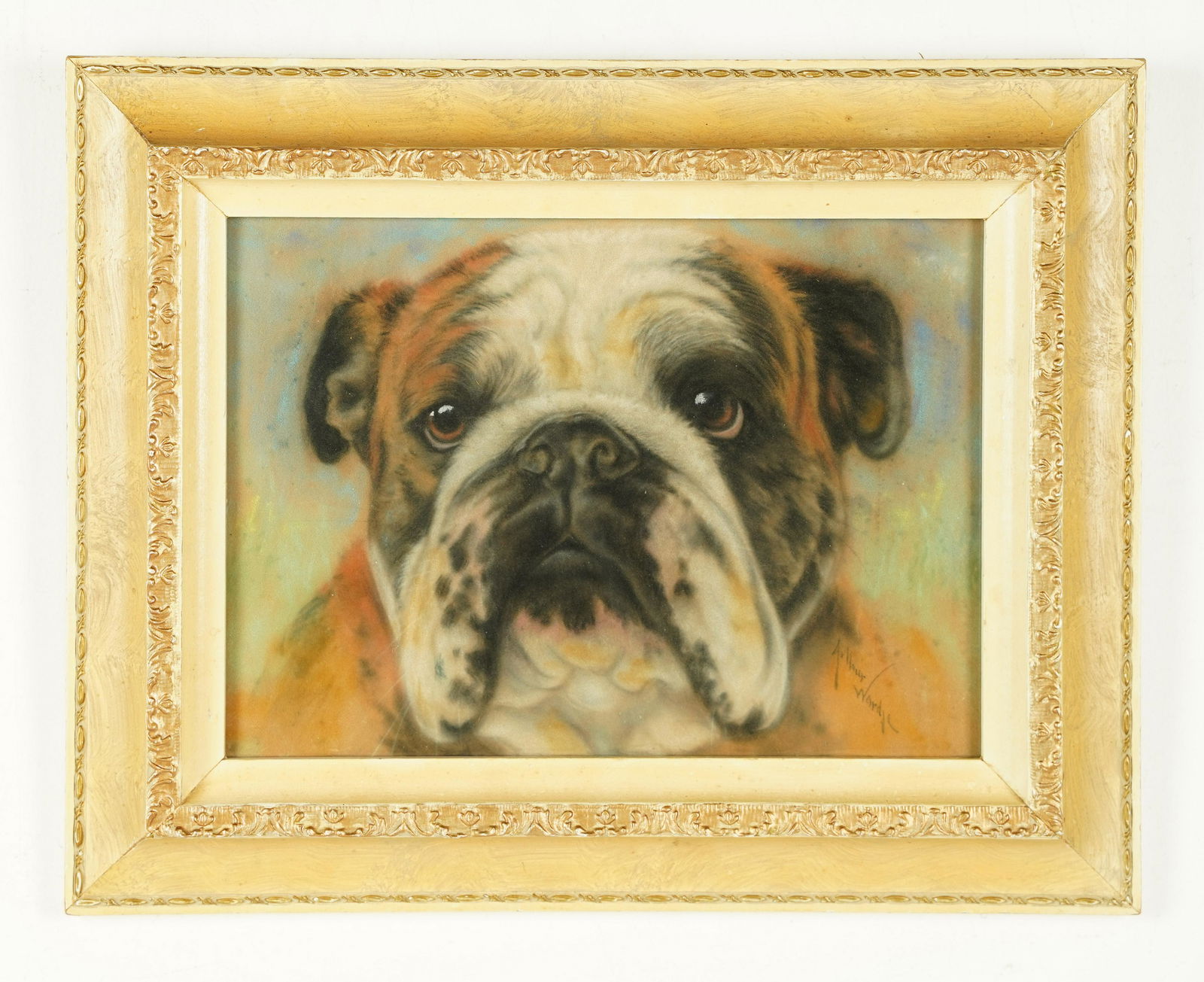 Antique English Bulldog Original Signed Portrait Animal Painting (1 of 7)