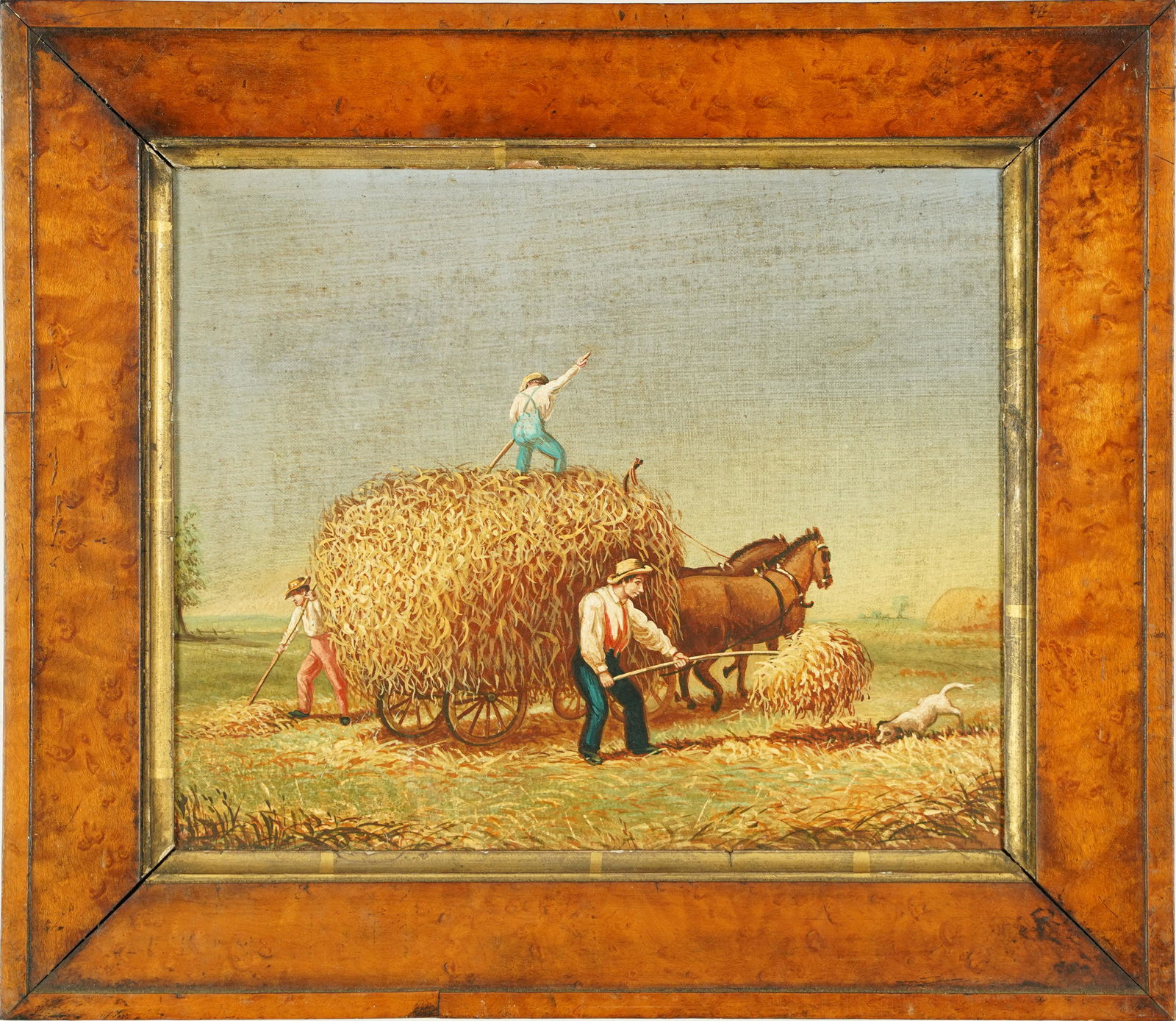 Antique American School Genre Painting 19th Century Farming Scene Original Oil Painting (1 of 6)