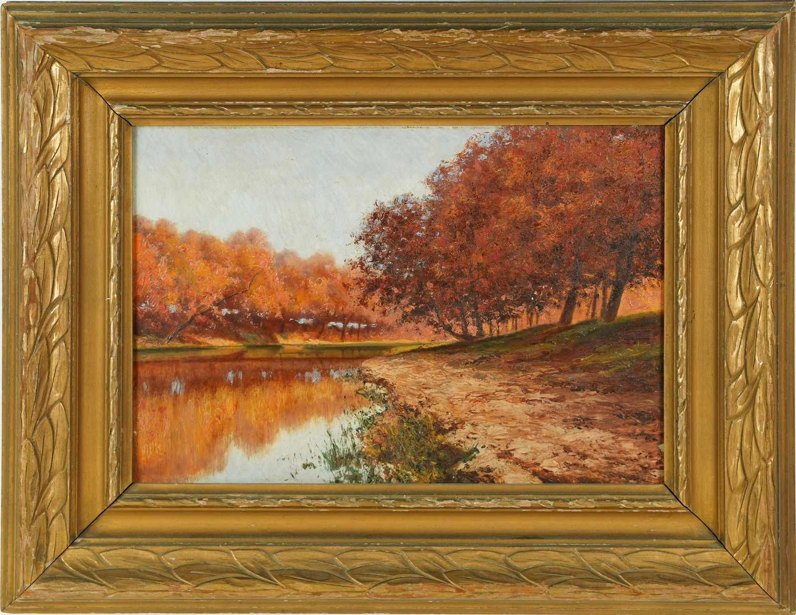 Superbly Painted 19th Century American Fall Impressionist Landscape Framed Oil Painting (1 of 5)