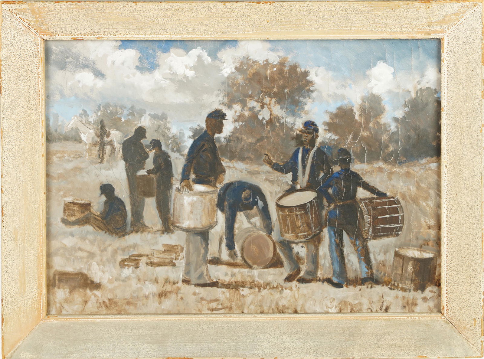 Major American Historical Black Soldier US Army War Drums Original Antique Oil Painting (1 of 5)