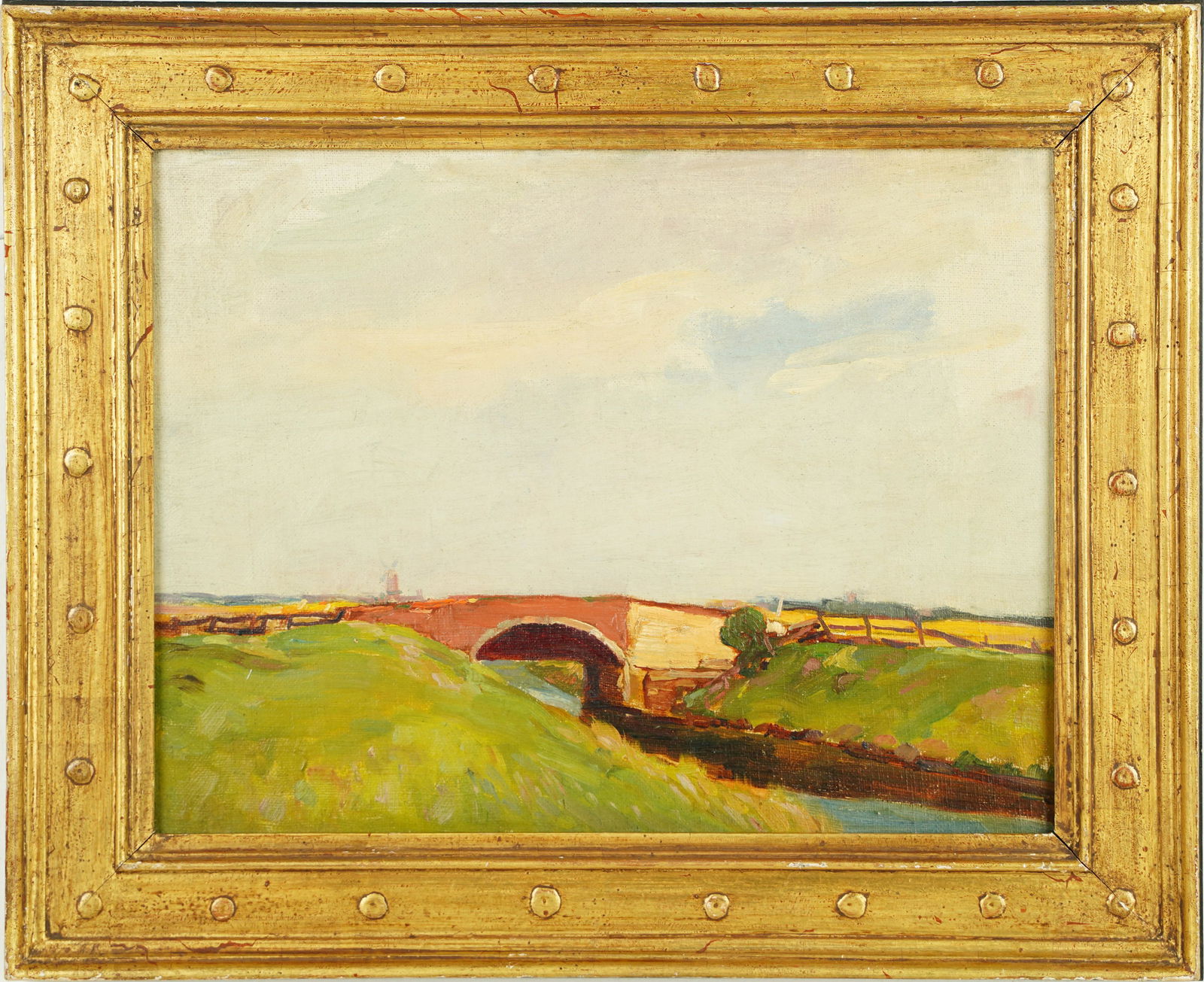 Antique American School Framed Impressionist Landscape Oil Painting (1 of 5)