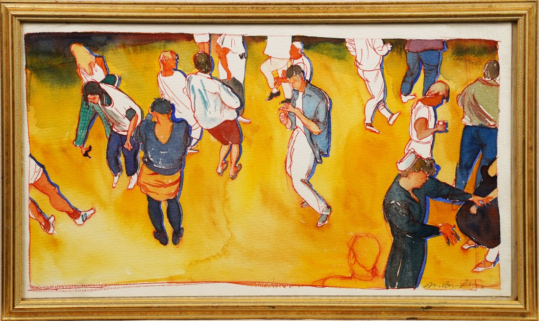 Signed New York School Modernist Dance Party Original Framed Painting (1 of 7)