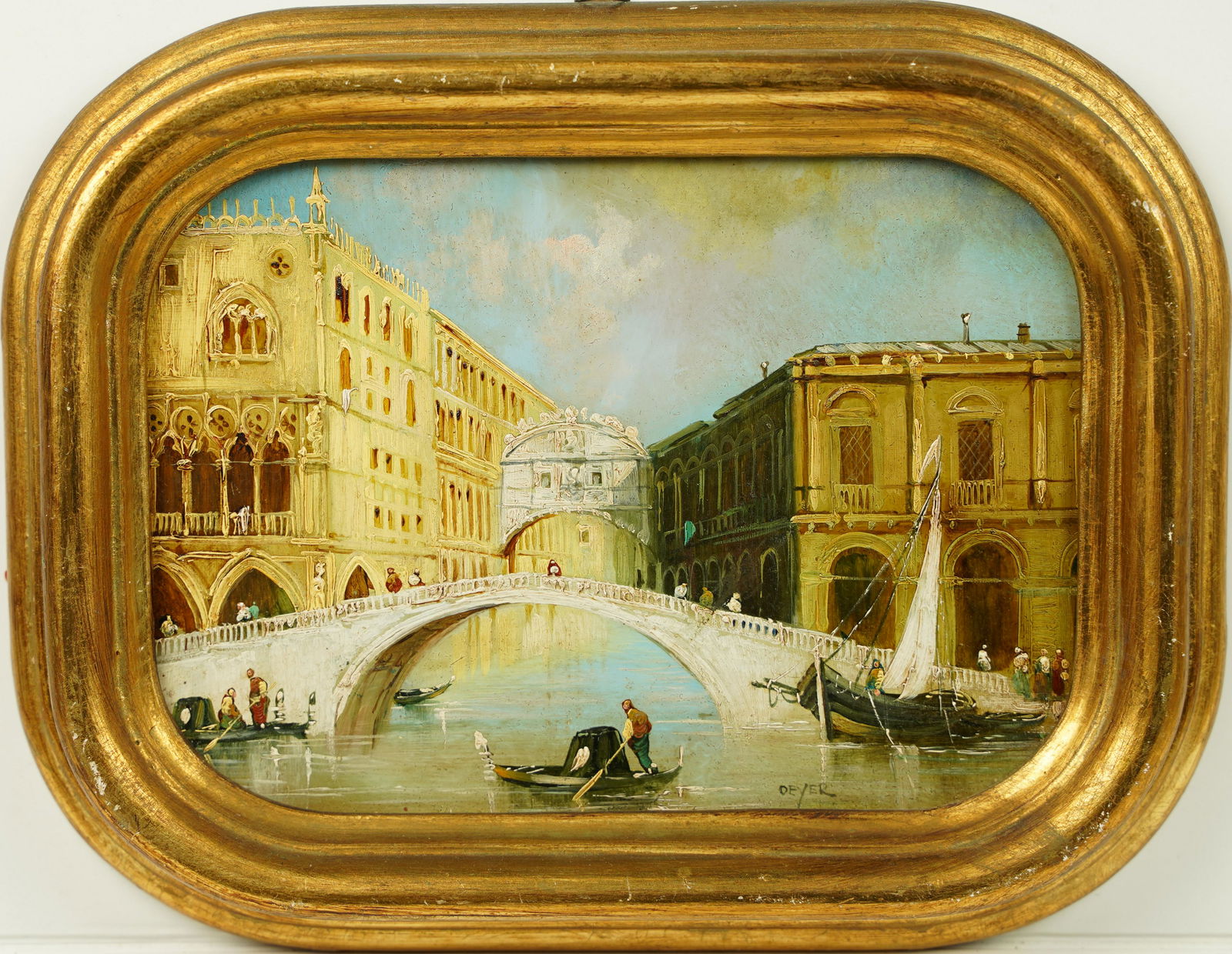 Antique Italian Impressionist 19th Century View of Venice Italy Oil Painting (1 of 6)