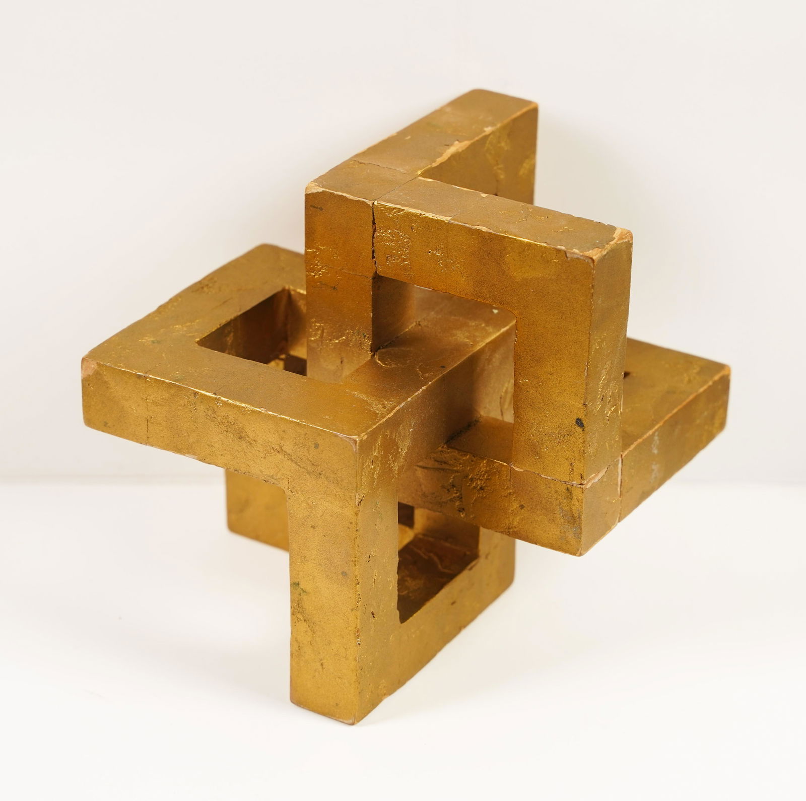 Antique Gold Leaf Geometric Abstract Sculpture (1 of 5)