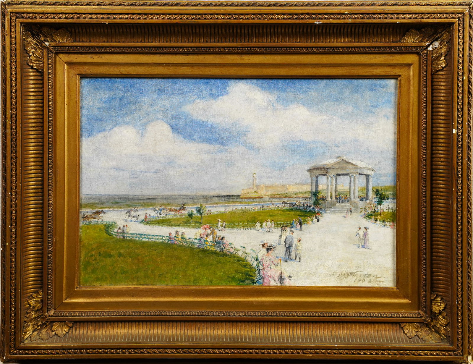 Rare American Impressionist In Cuba Beach Scene Signed Frame 19th Century Oil Painting (1 of 6)