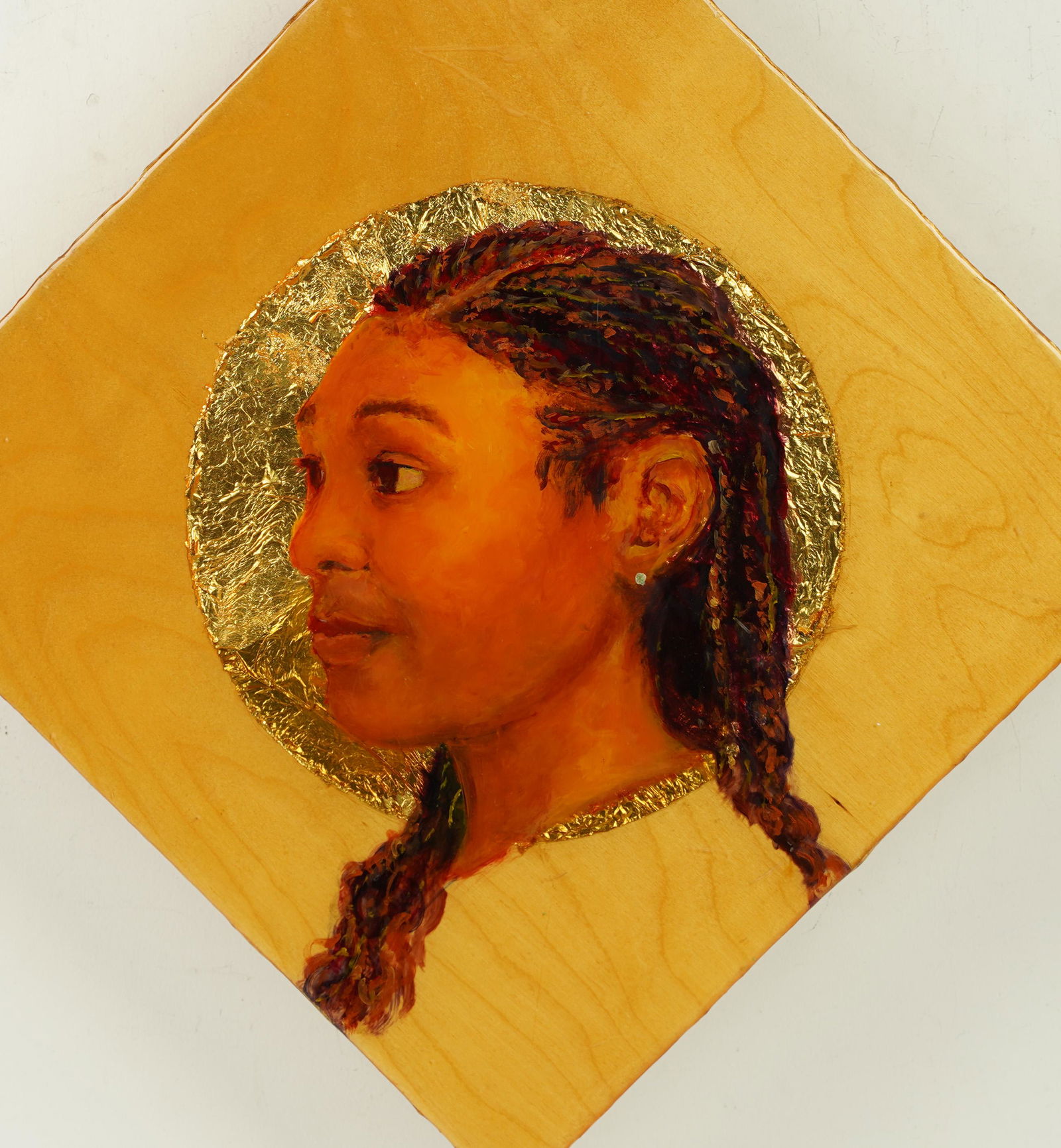 Vintage American Mid Century Modernist Young Black Woman Original Portrait Painting (1 of 4)